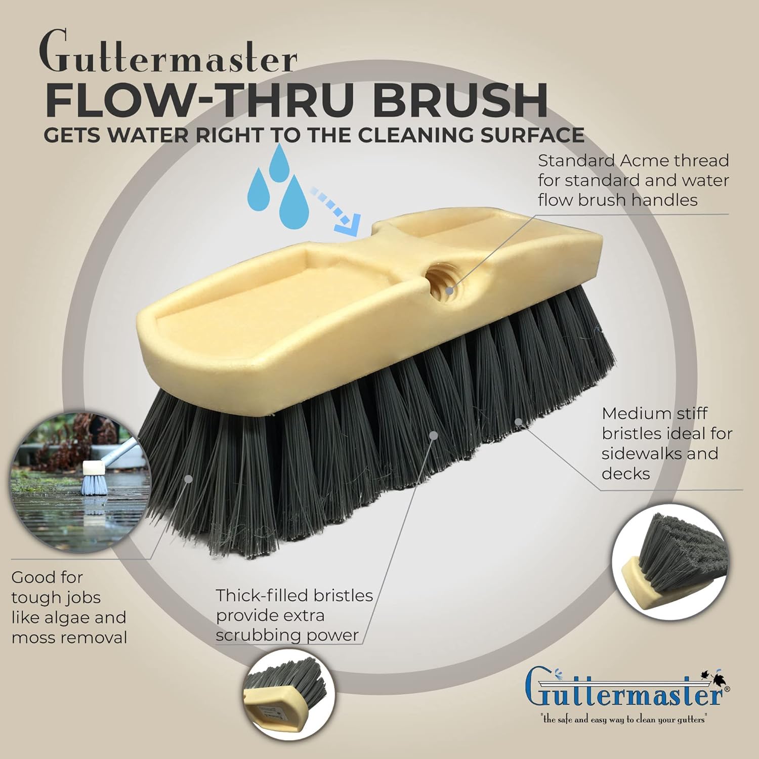 GUTTER MASTER Guttermaster Brosse rectangulaire Gris 20,3 cm