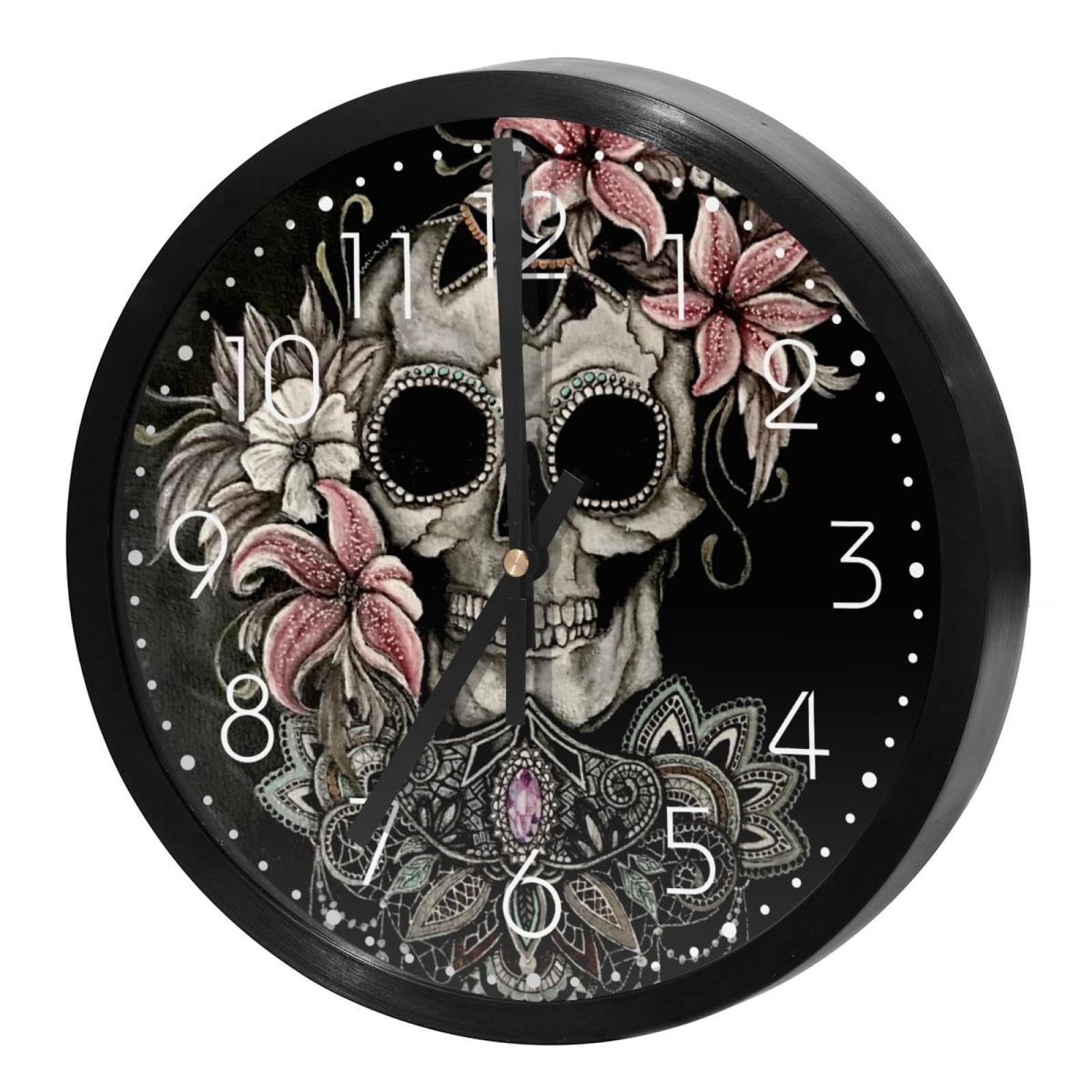 Horloge murale silencieuse pour cuisine et bureau à motif vaudou
