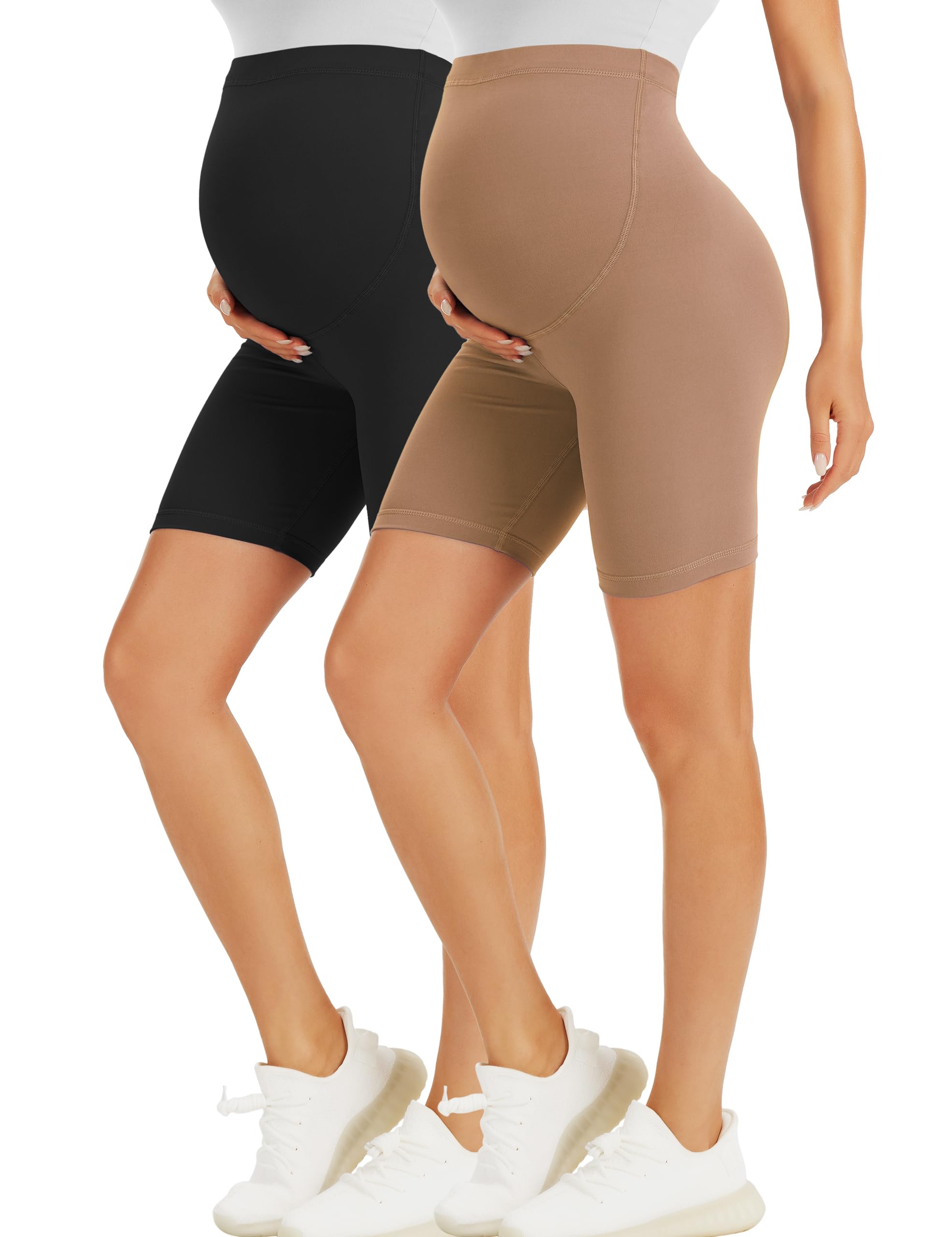 VALANDY Creamlush Maternity Shorts Over The Belly Pregnancy Biker Shorts Lounge Yoga Pants (S-XL) — view 11