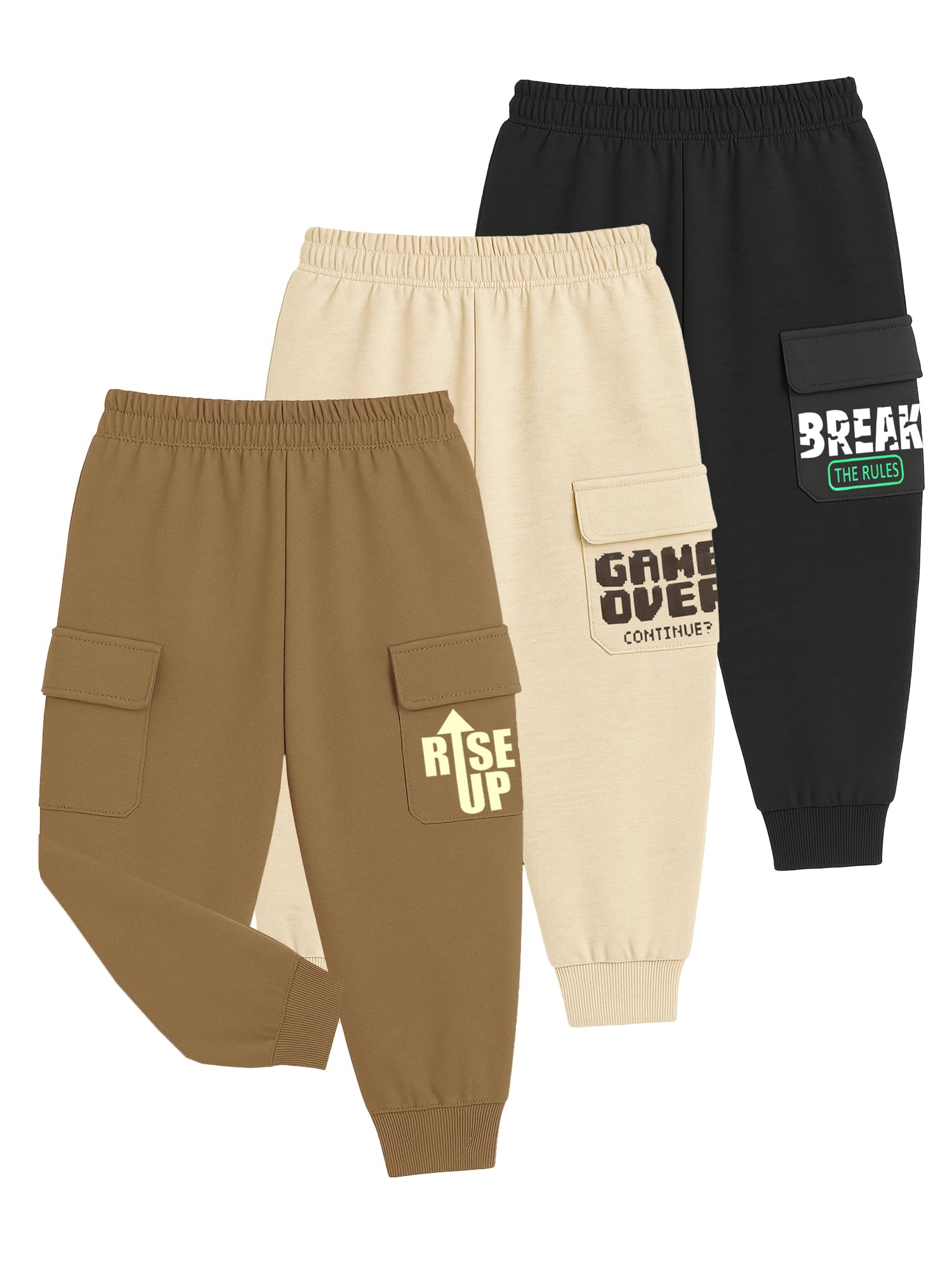 Kuchipoo Boys Cargo Joggers - Pack of 3-image-12