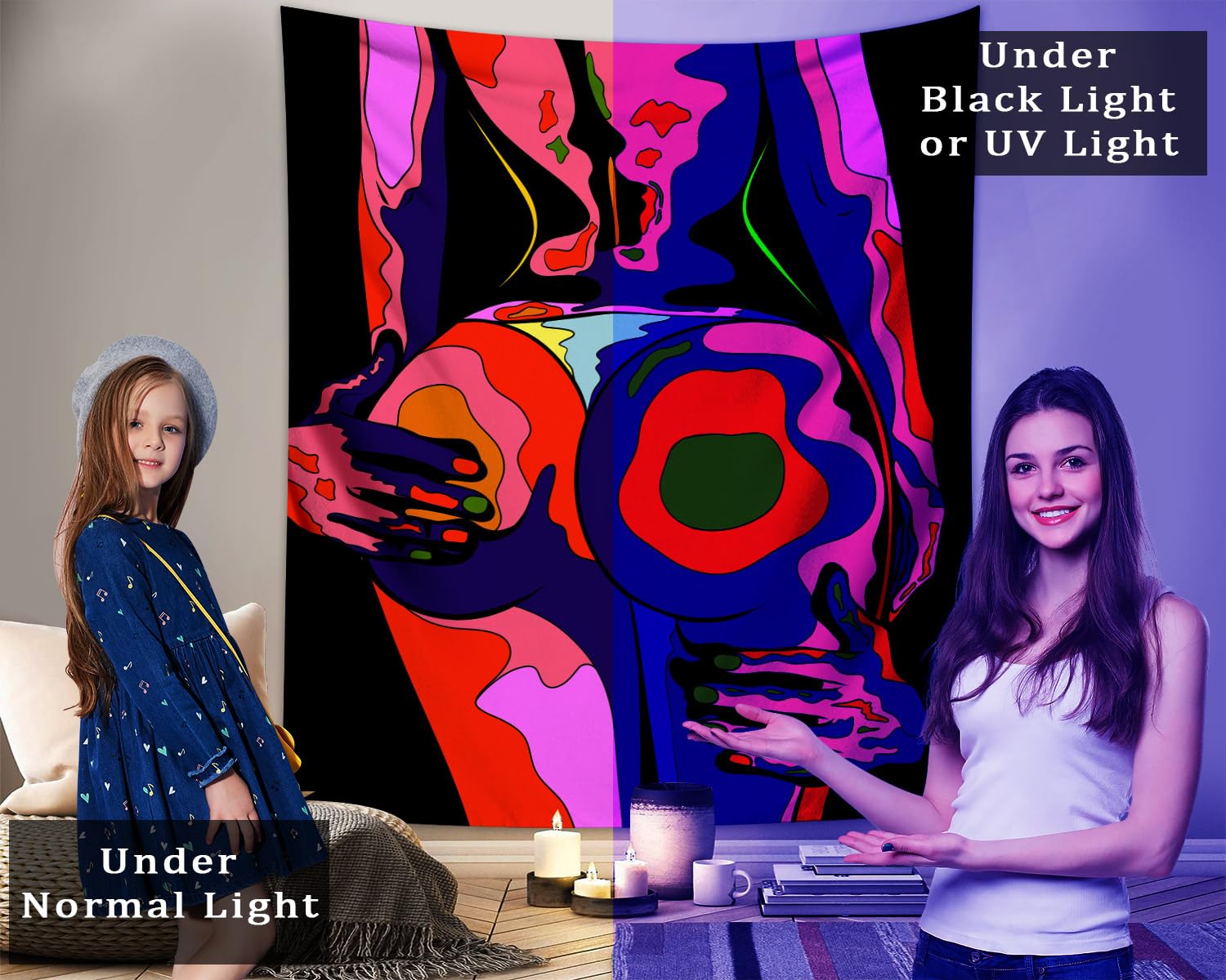 Amazon.com: QGHOT Sexy Tapestry, Blacklight Sexy Poster for Adults