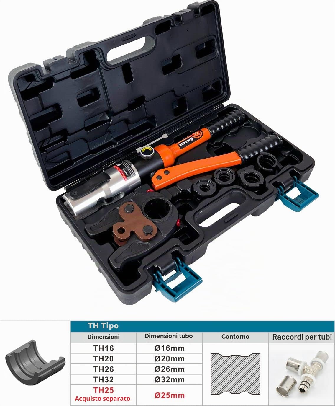 AMZCNC Pinza professionale con profilo TH e U, per inserti delle ganasce in alluminio-plastica e tubo composito TH16 TH20 TH26 TH32 e U16 U20 U25 U32 incl