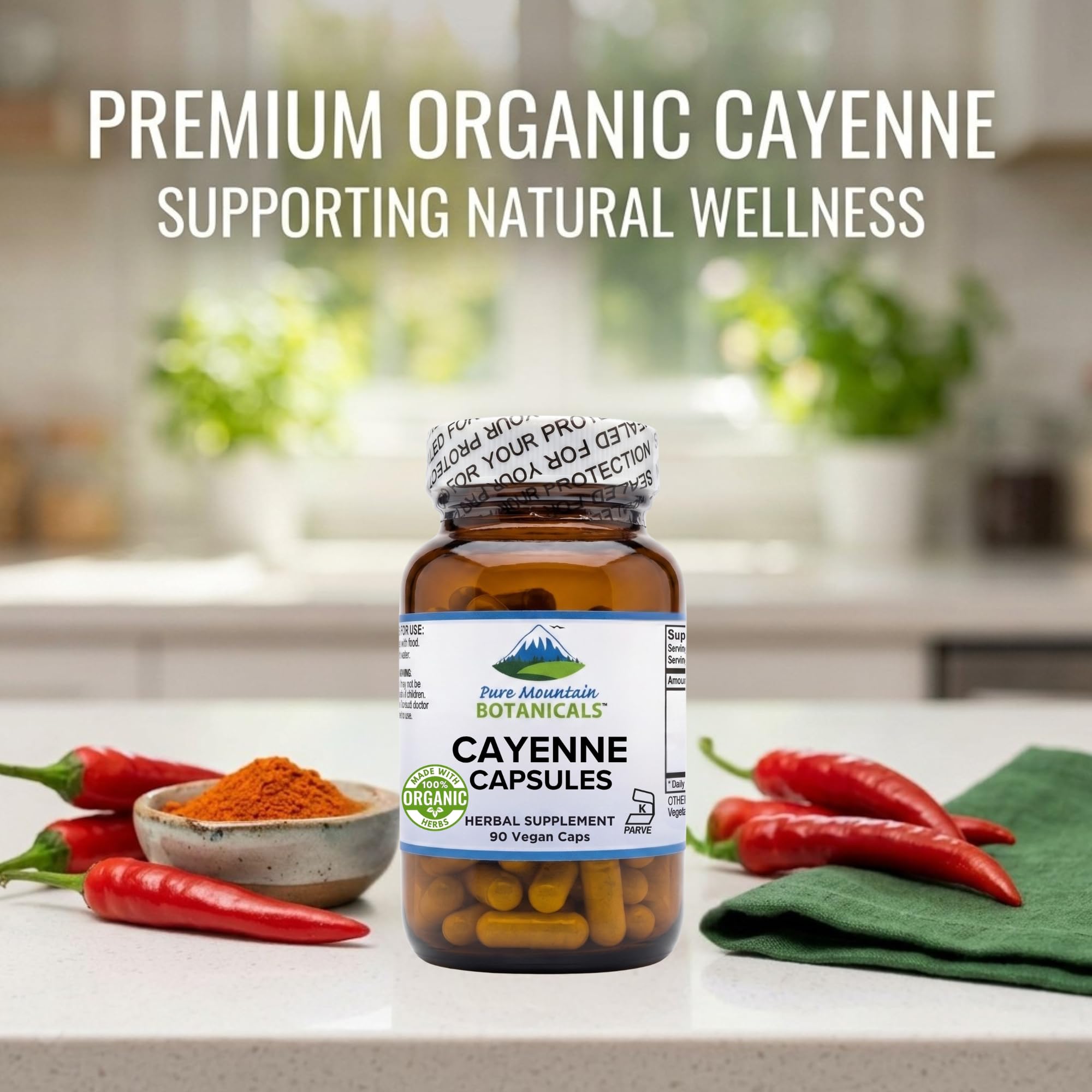 Pure Mountain Botanicals Cayenne Pepper Capsules - 500mg Organic, 90 Ct — Amazon image 4