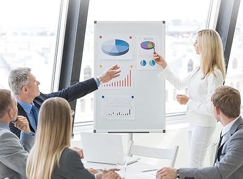 Miniatura 5 de BIBOC Tablero móvil  36 x 24 pulgadas, portátil, de borrado en seco, caballete, pizarra blanca, caballete de borrado en seco, con ganchos para