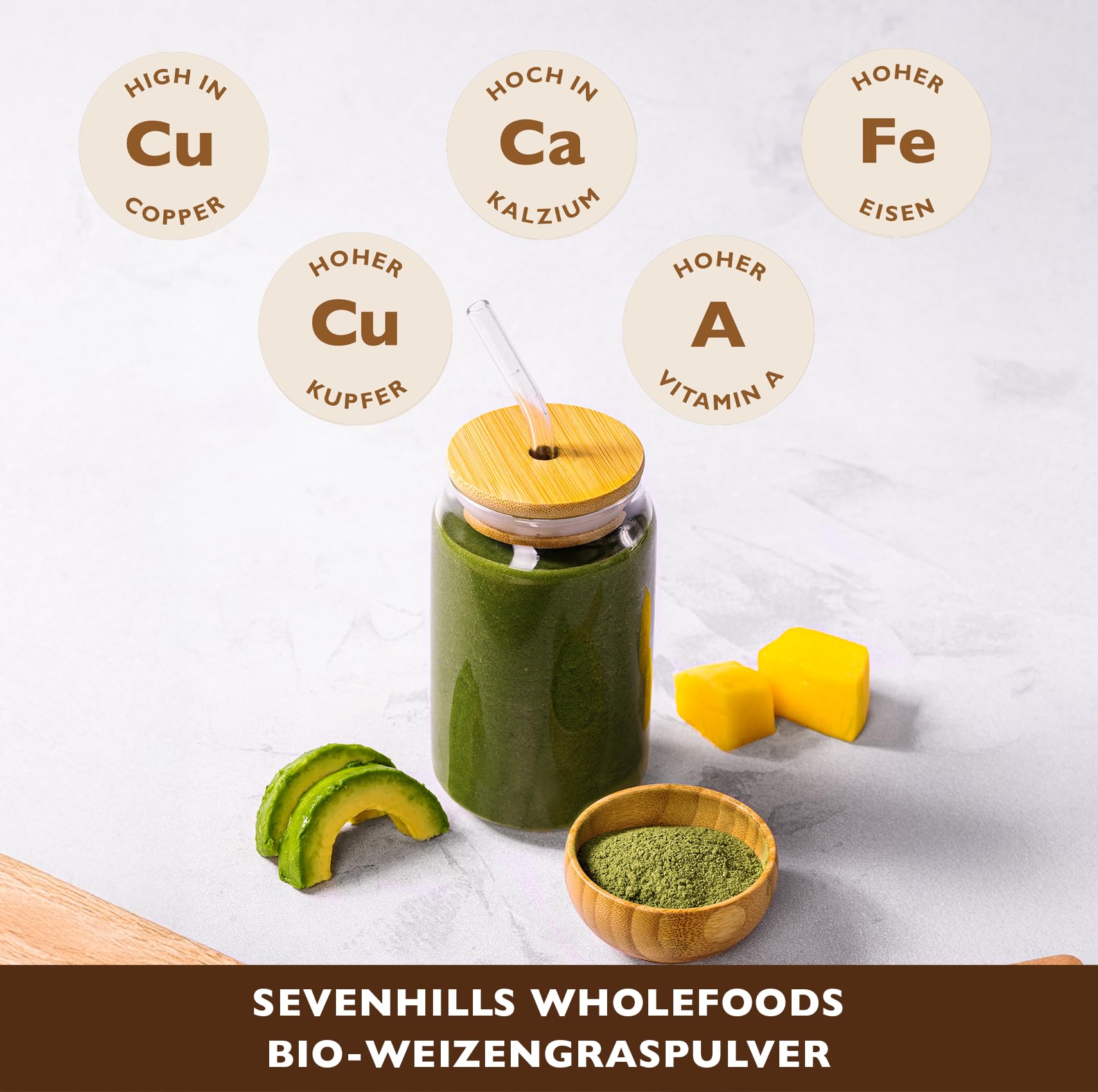 Sevenhills Wholefoods Weizengras-Pulver Bio Aus Der EU 1kg | In Europa angebaut | Hoher Gehalt an Vitamin C und Eisen