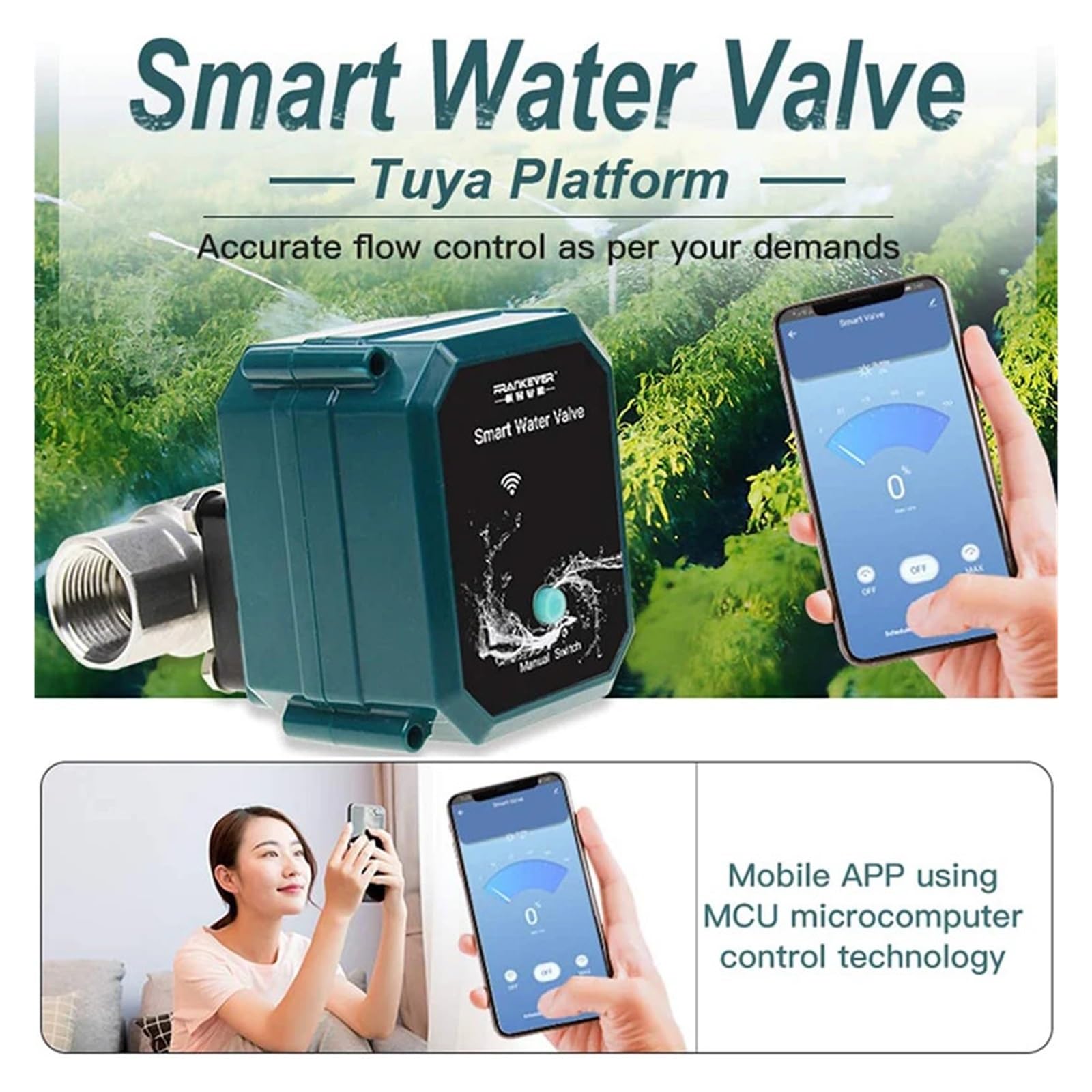 Temporizador de agua inteligente WIFI Válvula inalámbrica Control remoto Riego automático Funciona con Tuya(EU BSP-WIFI-DN15)