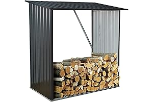 Hanover Dark Gray Steel Firewood Storage Shed