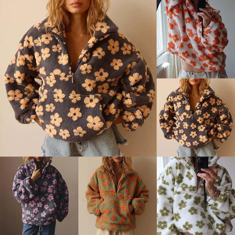 Maglione da donna casual a maniche lunghe oversize con cerniera maglione caldo vintage felpe per uso quotidiano e all'aperto