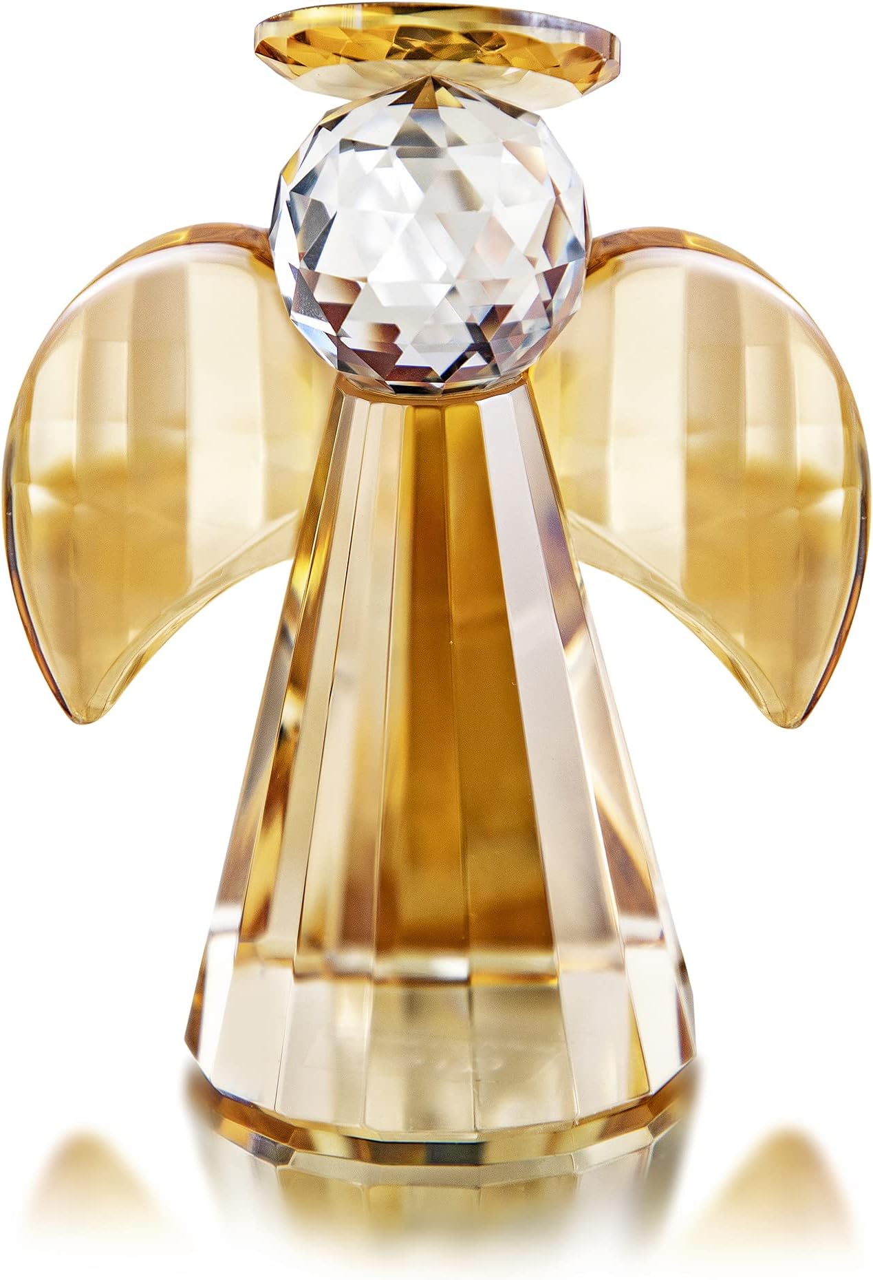 QFkris Champagne Crystal Guardian Angel Figurines Collectibles, 3.3" Healing Crystal Glass Figurine Christmas Decor - Bless Yourselves and Your Loved Ones