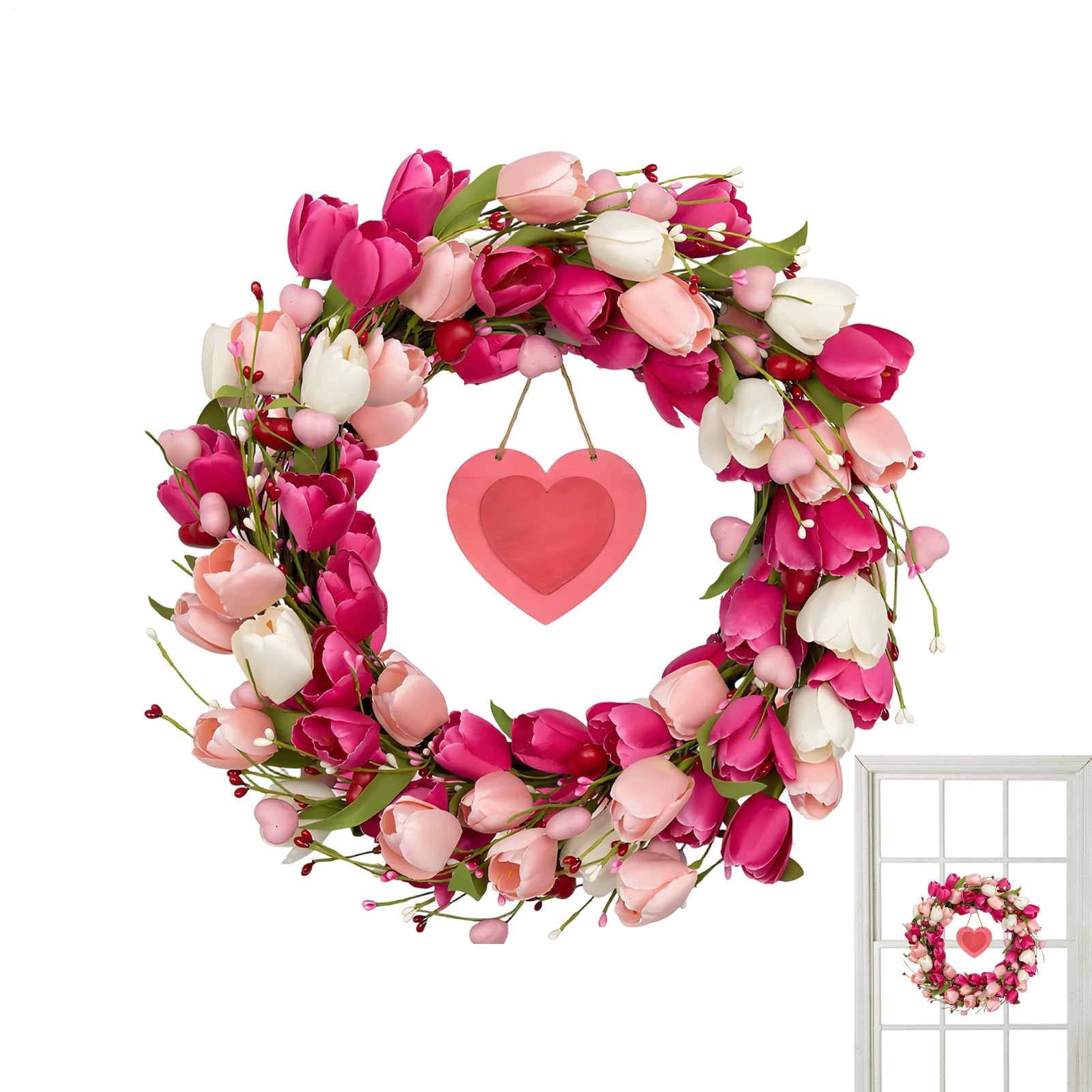 Amazon.co.jp: Fellflying バレンタインリース - 人工花 ハート 形