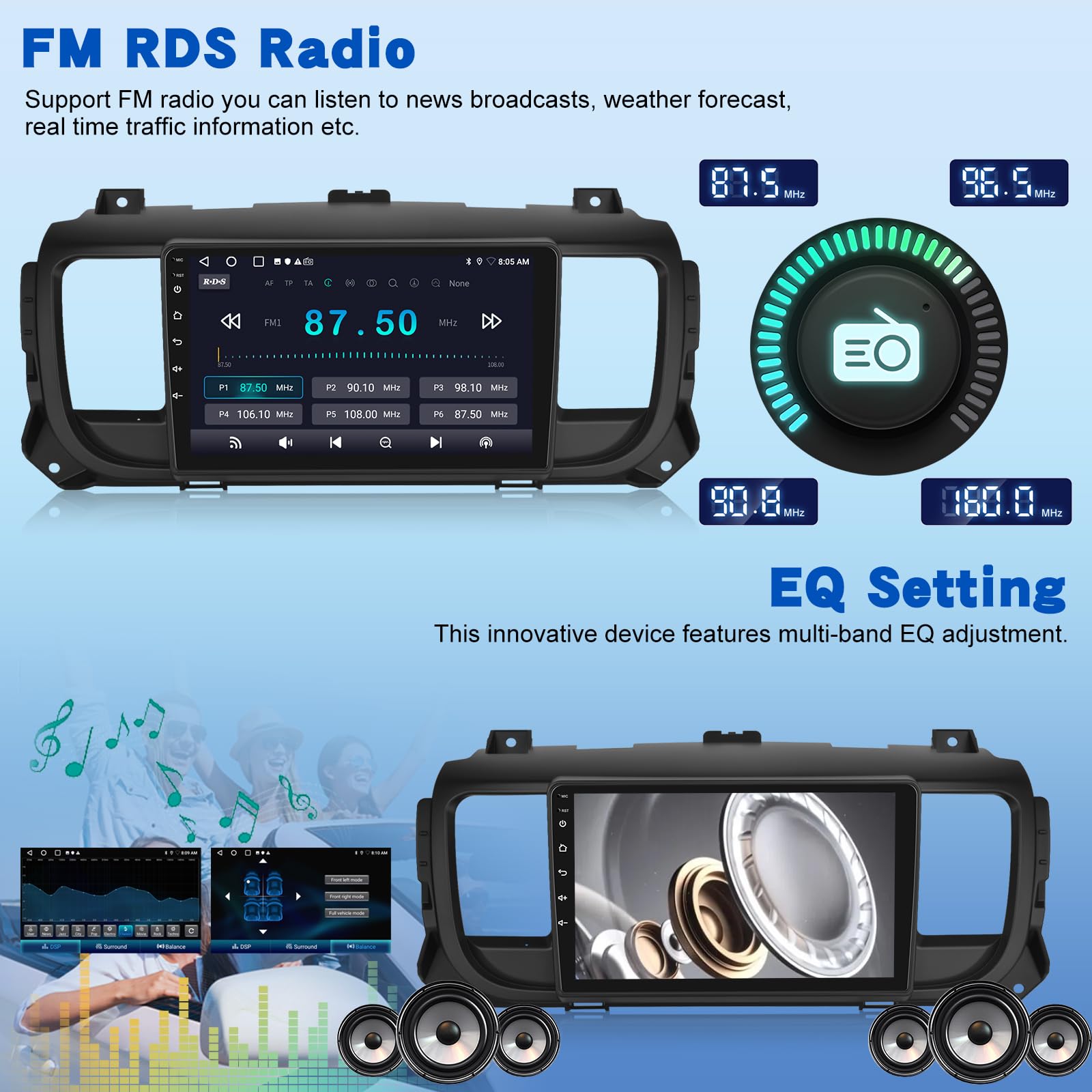 [2G+64G] Android Autoradio für Citroen Jumpy 3/Peugeot Expert/Toyota Proace 2016-2021 mit Kabelloses Carplay und Android Auto, 9 Zoll Touchscreen Autoradio mit GPS/WiFi/Bluetooth/EQ/FM RDS