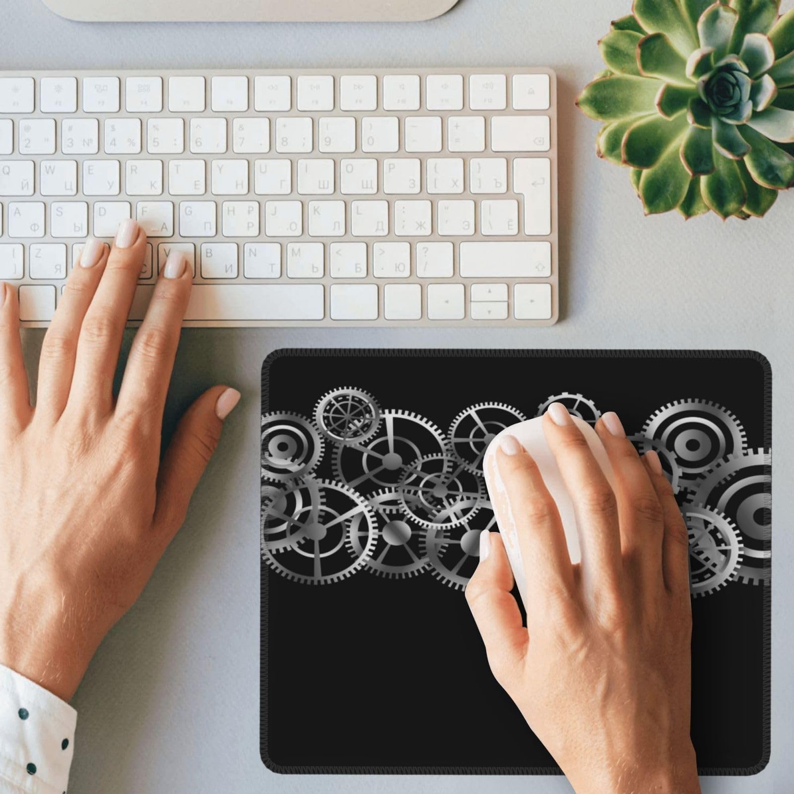 Paneling Pattern Mouse Pad Abstract Geometric Block Red Black Gray White Mouse Mat Non-Slip Rubber Base Mousepad For Computer Laptop PC Gaming Working Office & Home 9.5x7.9 Inch - View #4