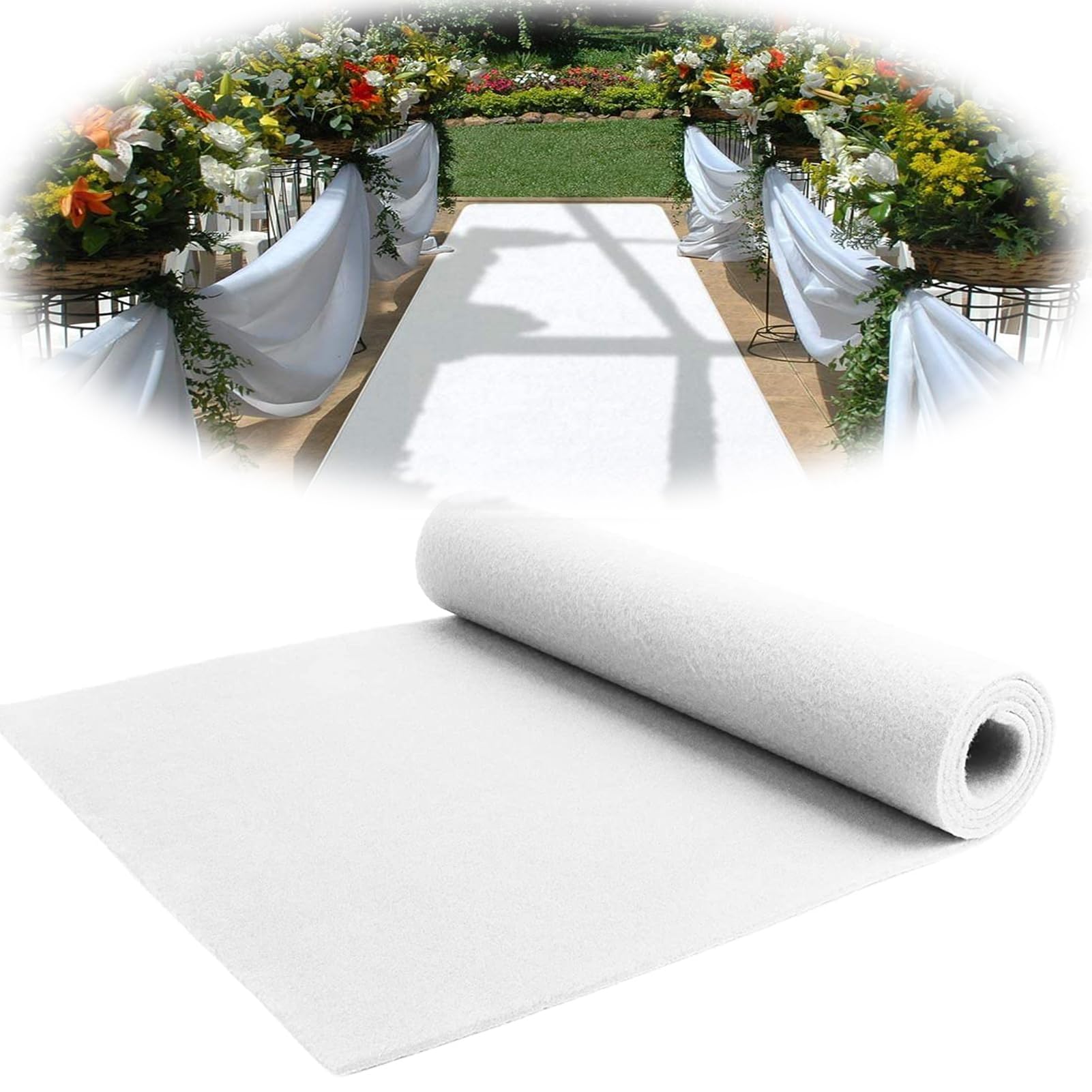 Bbdiycd White Wedding Aisle Runner Carpet, Long Aisle Runner For Wedding Ceremony, Event Carpet Aisle Decoration For Weddings & Events, Party Entrance,1.2X10m/4X33ft