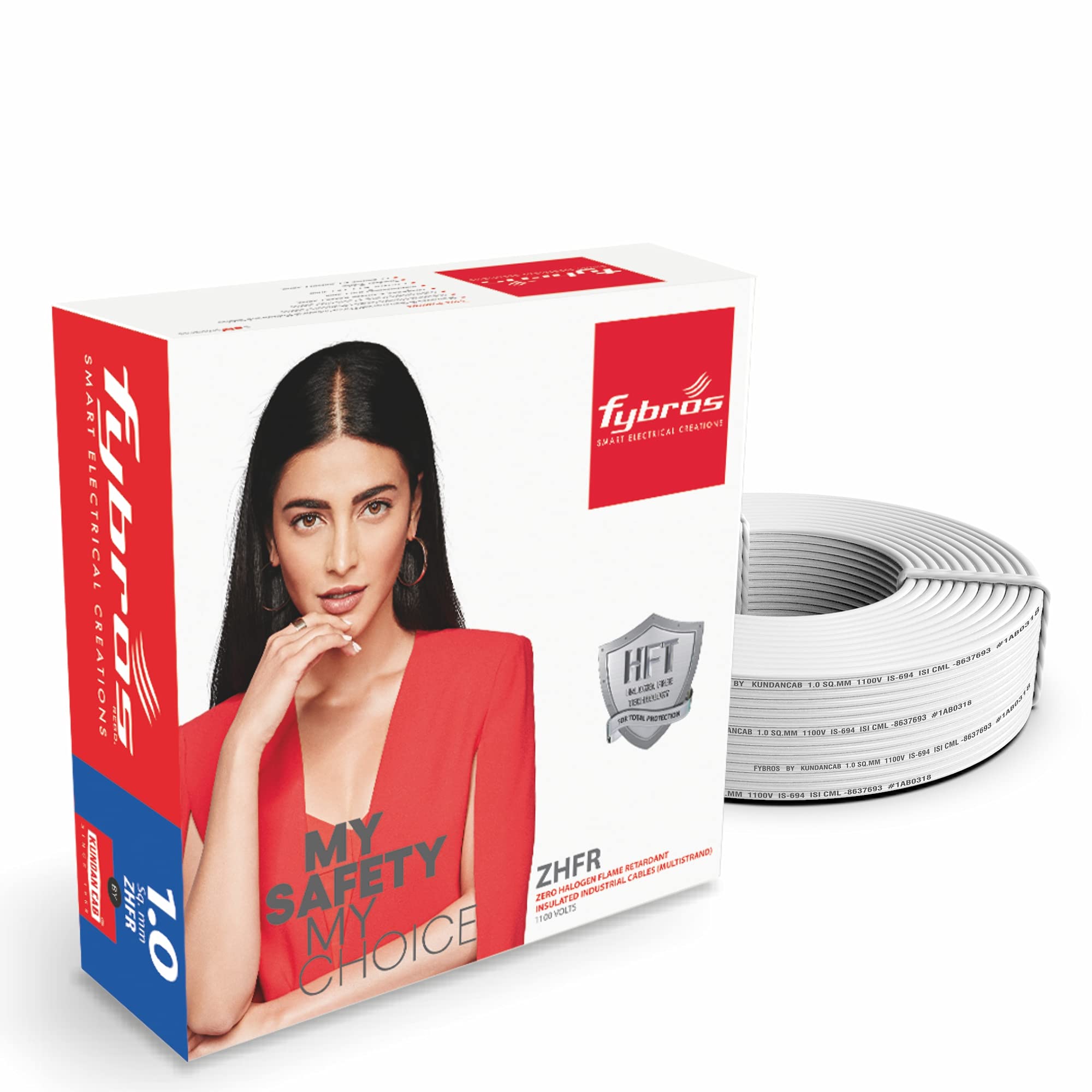 Fybros Zero Halogen Flame Retardant 1 Sq Mm Wire| ZHFR White Electrical Wires & Cables| Cables For wiring | 1 Sq Mm White wire 90 meter| Industrial Wire Cable| Electrical Wire-image-23
