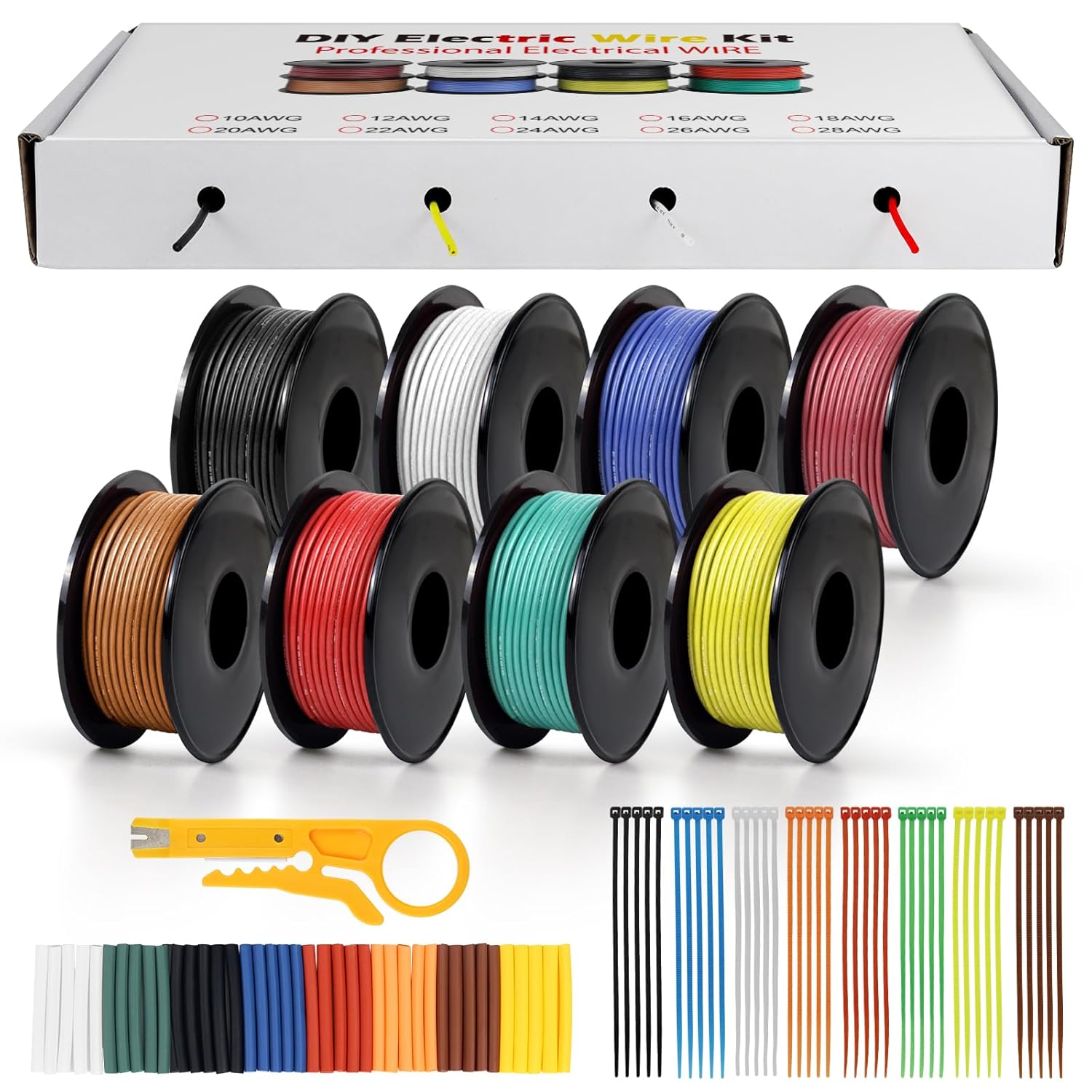 18 AWG 0.75mm² Silicone Electrical Wire Set in 8 Colors, 5m/16.4ft per Roll, 18 Gauge Stranded Wire Spool, Flexible Tinned Copper Cable for DIY, Automotive, Home 18 AWG 0.75mm² Silicone Electrical Wire Set in 8 Colors, 5m/16.4ft per Roll, 18 Gauge Stranded Wire Spool, Flexible Tinned Copper Cable for DIY, Automotive, Home