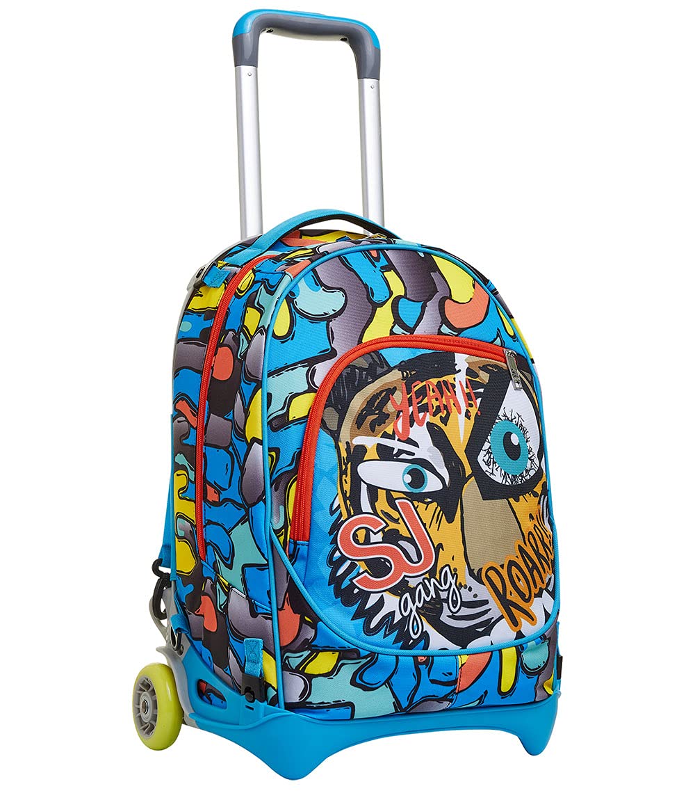 SJ GANG STYLE JAM GANG Trolley Scuola Sganciabile New Tech, Blu, Zaino con Carrello Sganciabile, 3 in 1, Triplo Uso, Trolley e Zaini, Scuola, Bambini e Ragazzi