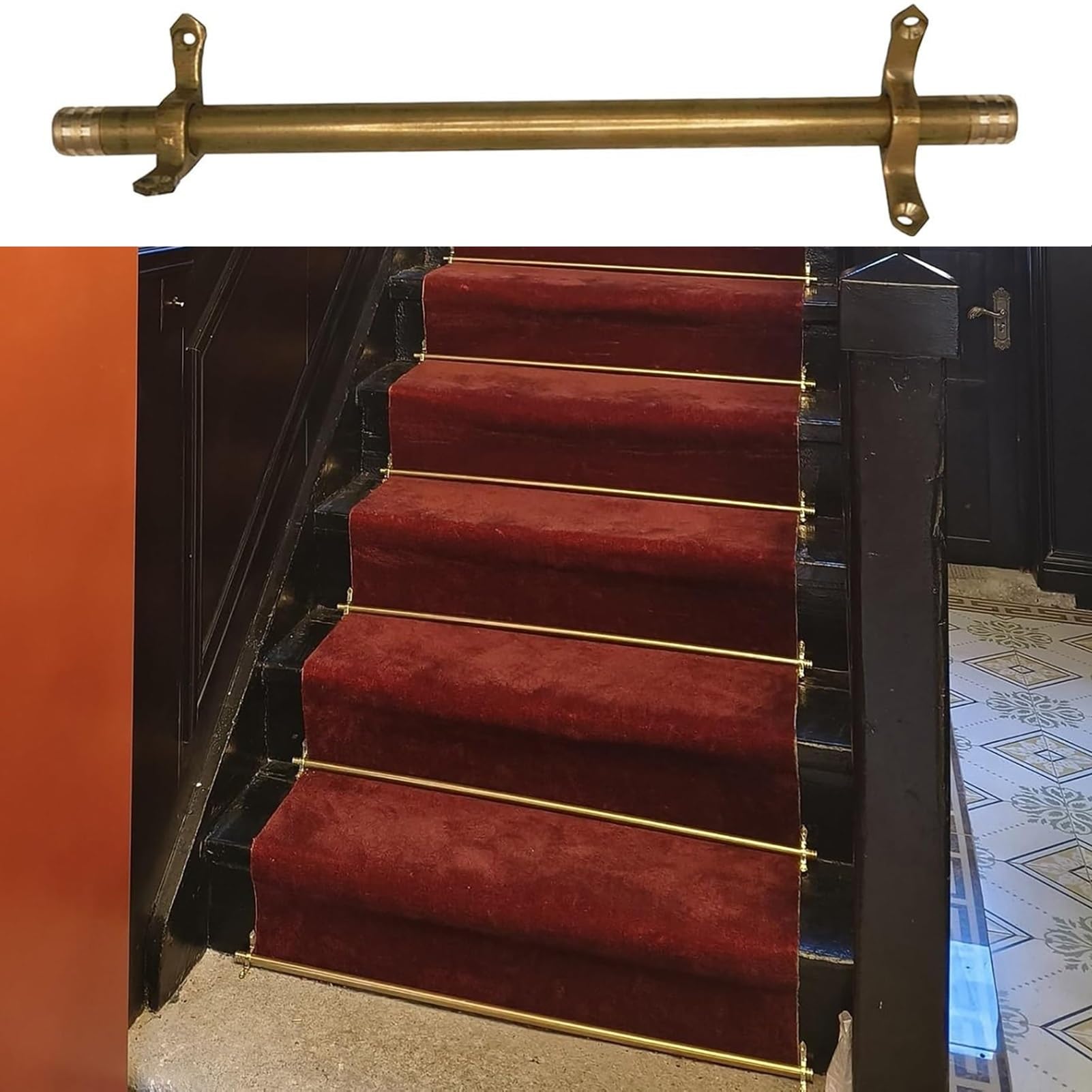 asdchZen Stair Carpet Rod,Brass Stair Carpet Rods Durable Indoor Runner Rod Set For Home, Restaurants, Theaters-Stylish Tubular Design For Secure Staircase Protection,15pcs-102cm(40in)
