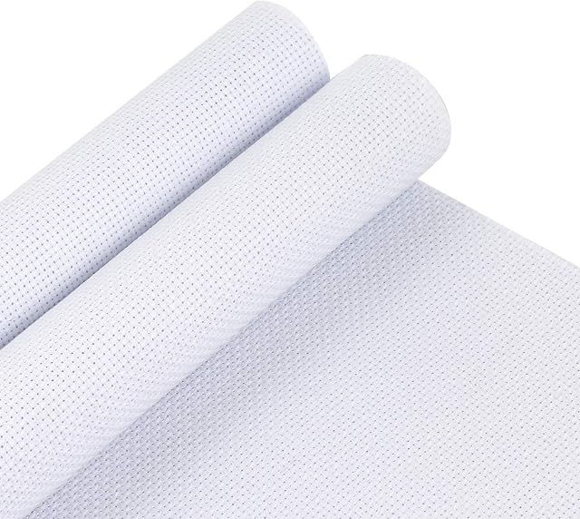 Pllieay 2 Pieces 14 Count White Aida Cross Stitch Fabric, Classic Reserve Aida Cloth, 50 * 55CM