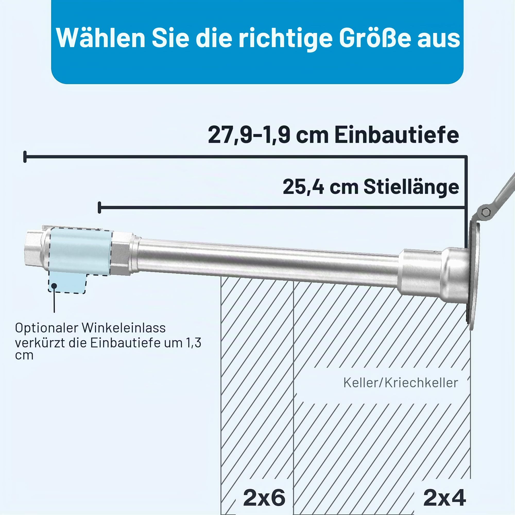 Aquor House Hydrant V1+ Frostfreier Outdoor-Gartenarmatur mit Schnellanschluss und Anti-Siphon, 25,4 cm, schiefergraues Polymer