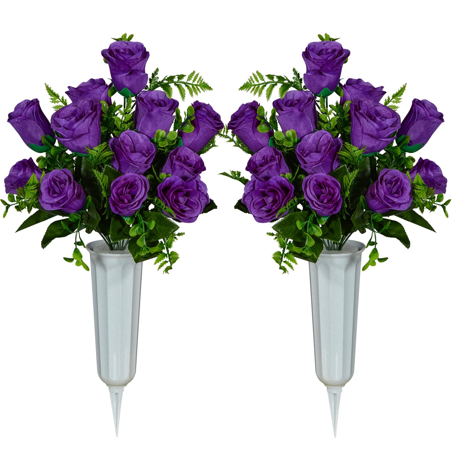 SIFOEL Artificial Cemetery Flowers with Vase - Image 2