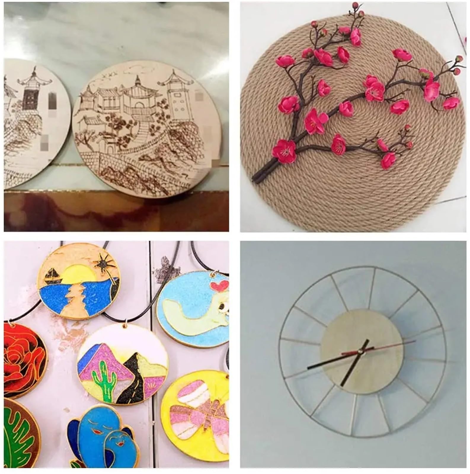 plastry drewna Średnica 1-10 cm Naturalne Niedokończone Okrągłe Drewniane Plastry Koła Dyski do DIY Drewniane Rzemiosło Malowanie Ozdoby Świąteczne Dekoracja(50mm 20pcs)