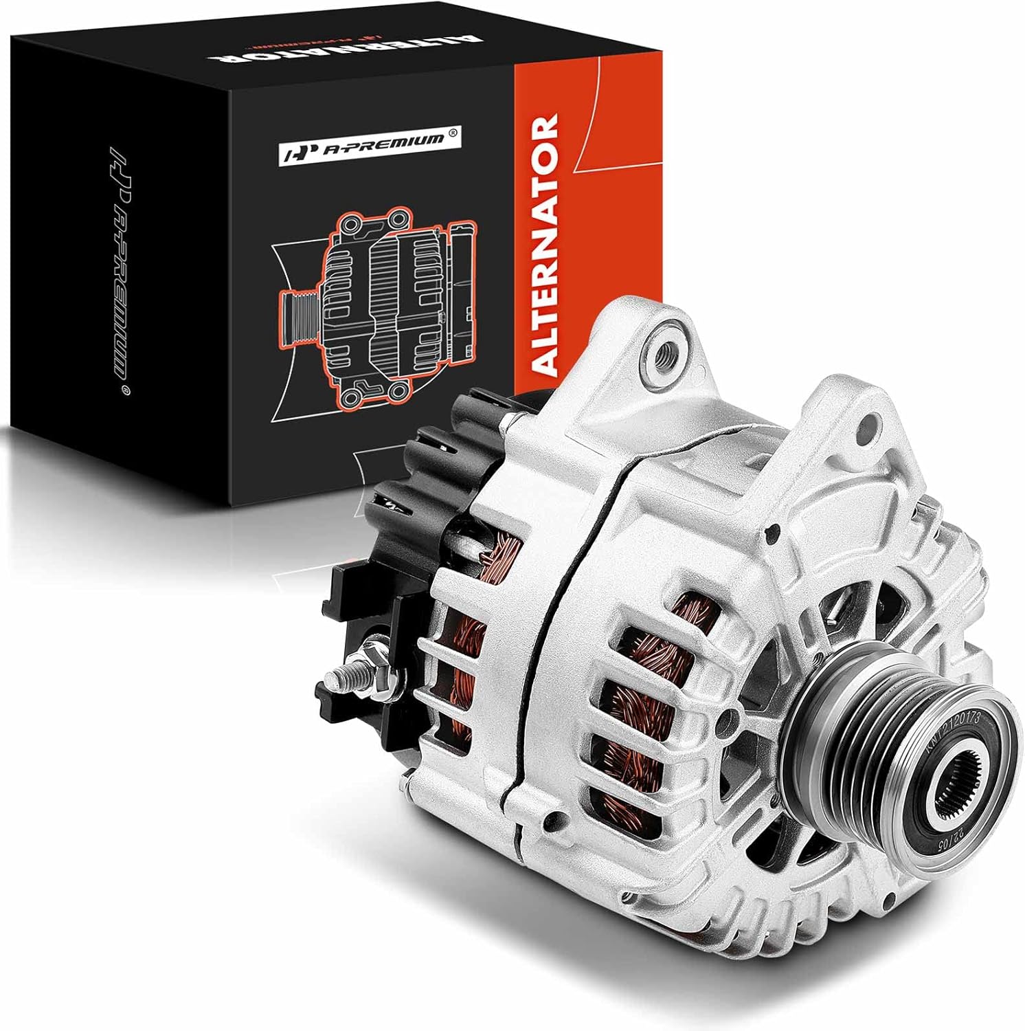 A-Premium Alternator Compatible with Mercedes-Benz W212 E63 AMG 12-15, C218 CLS63 AMG 12-14, R231 SL63 AMG 13-19, G63 GL63 GLE63 ML63 AMG, V8 5.5L, 12V 180Amp CW 6-Groove Clutch Pulley