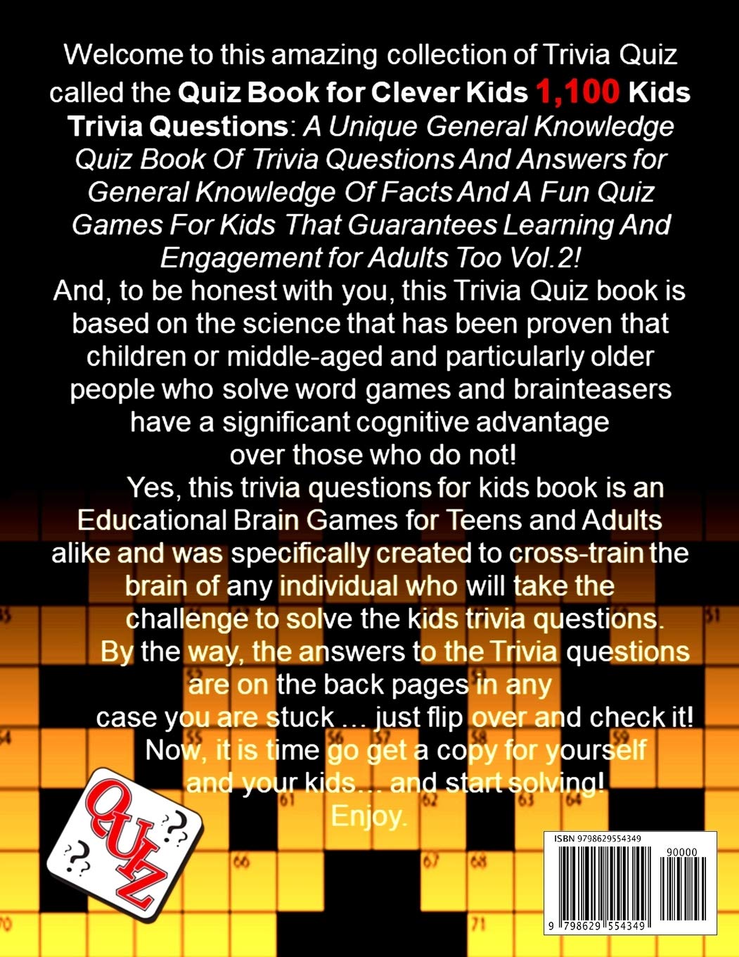 Quiz Book for Clever Kids 1,100 Kids Trivia Questions: Unique General  Knowledge Quiz Book Of Trivia Questions And Answers for General Knowledge Of  ... (General Knowledge Crosswords Quiz, Band 2) : Johnson,