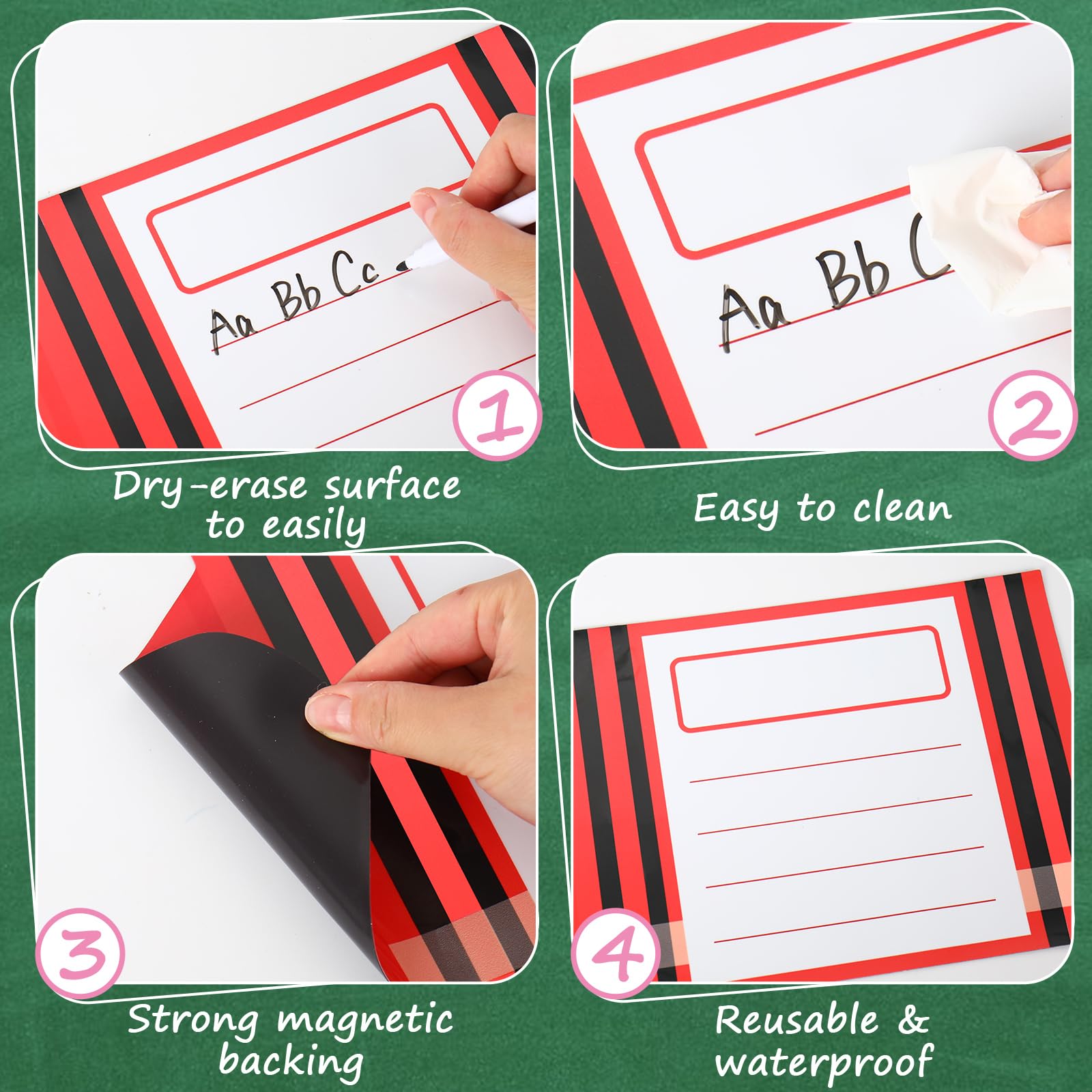 JarThenaAMCS Magnetische Organisationstabelle für Wachsmalstifte, trocken abwischbare Ziele, Lernetiketten, Magnete für Zuhause, Klassenzimmer, Whiteboard, Ziele, Zubehör, 10 Stück