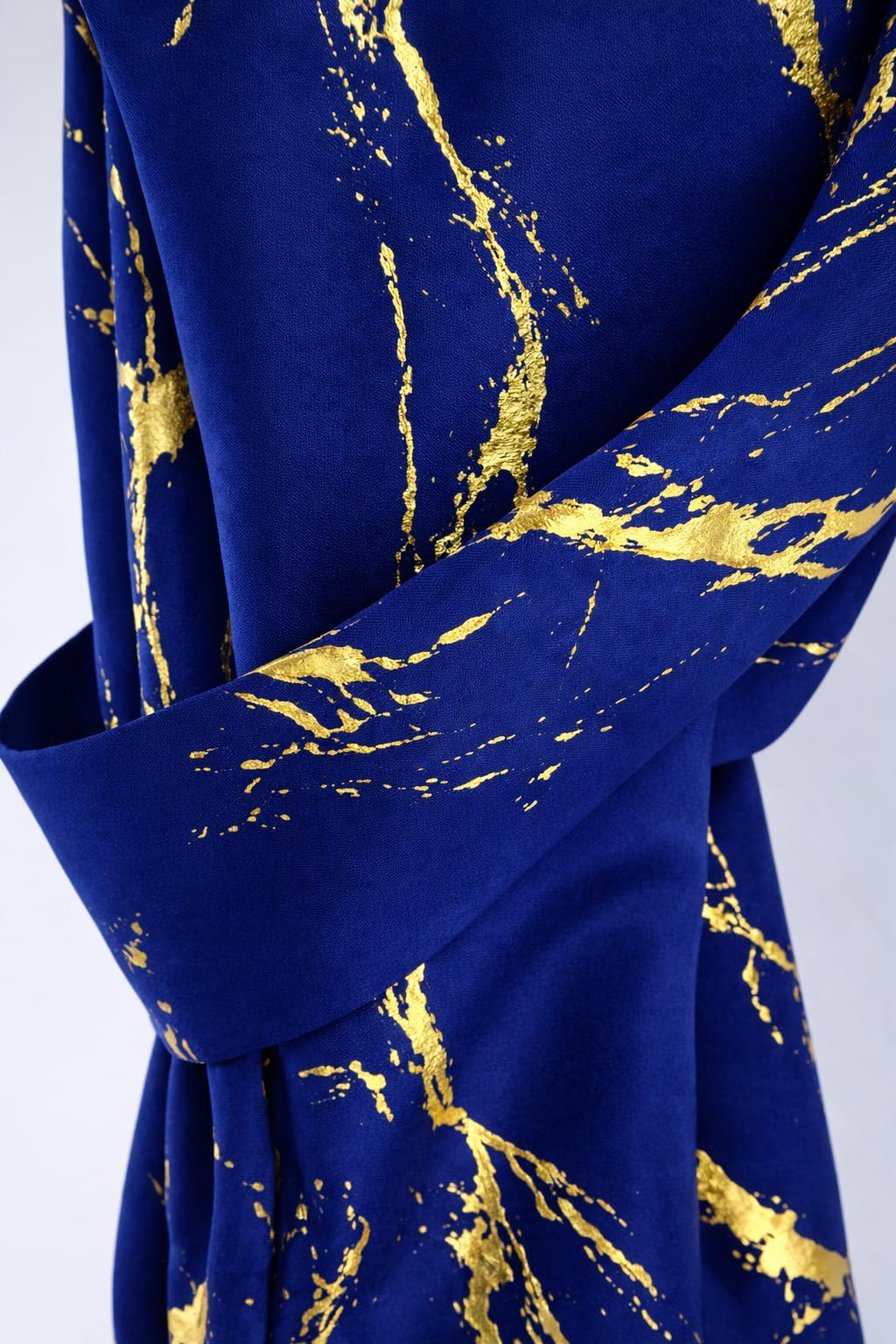 John Aird Pair Of Tie Backs Gold Foil Marble Effect On Navy Fabric (Navy, Pair Of Tie Backs) โ image 1