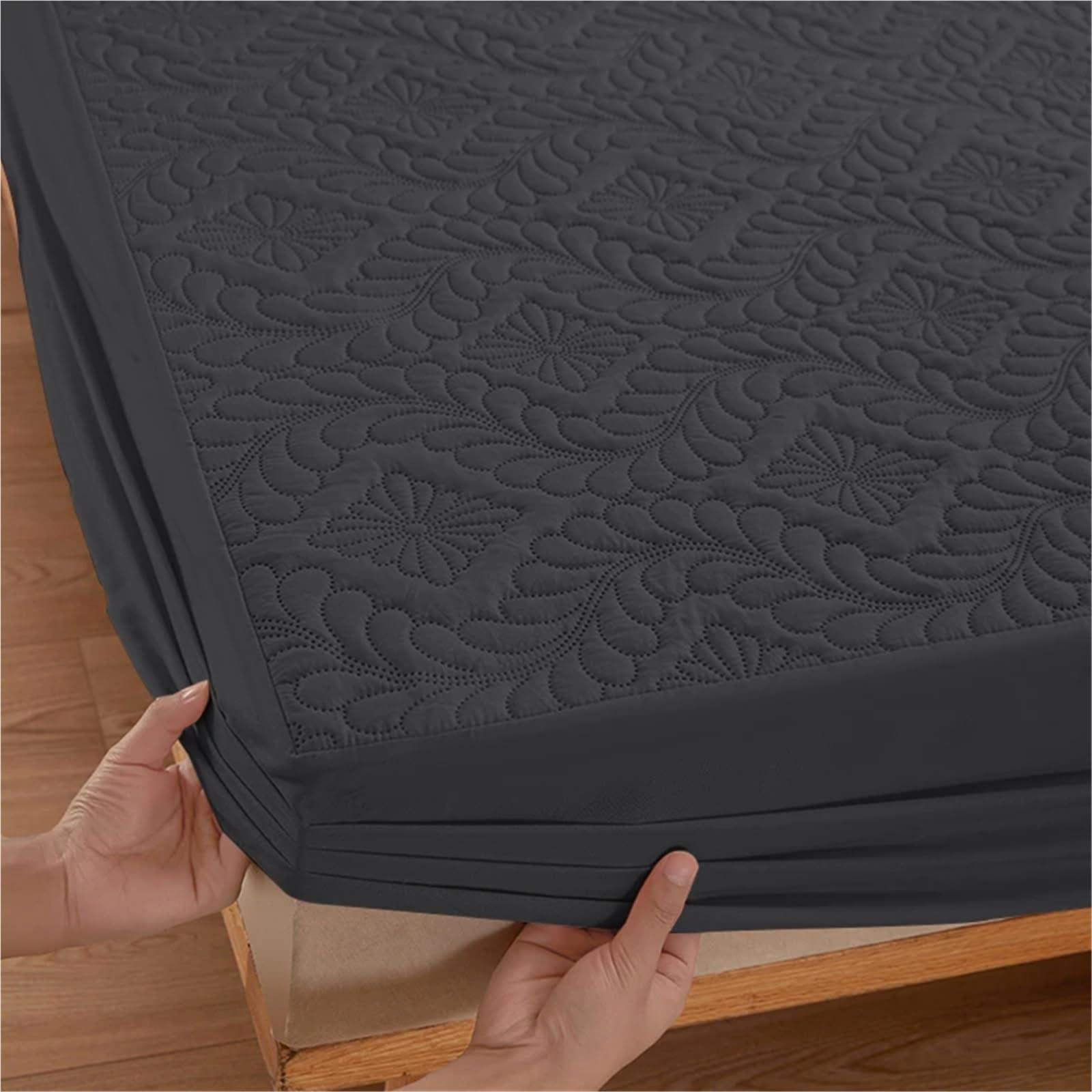 Fundas de colchón Impermeables, sábanas Ajustables con Funda elástica (no Incluye Almohada) para ColchóN(Grey,120x200x28cm)