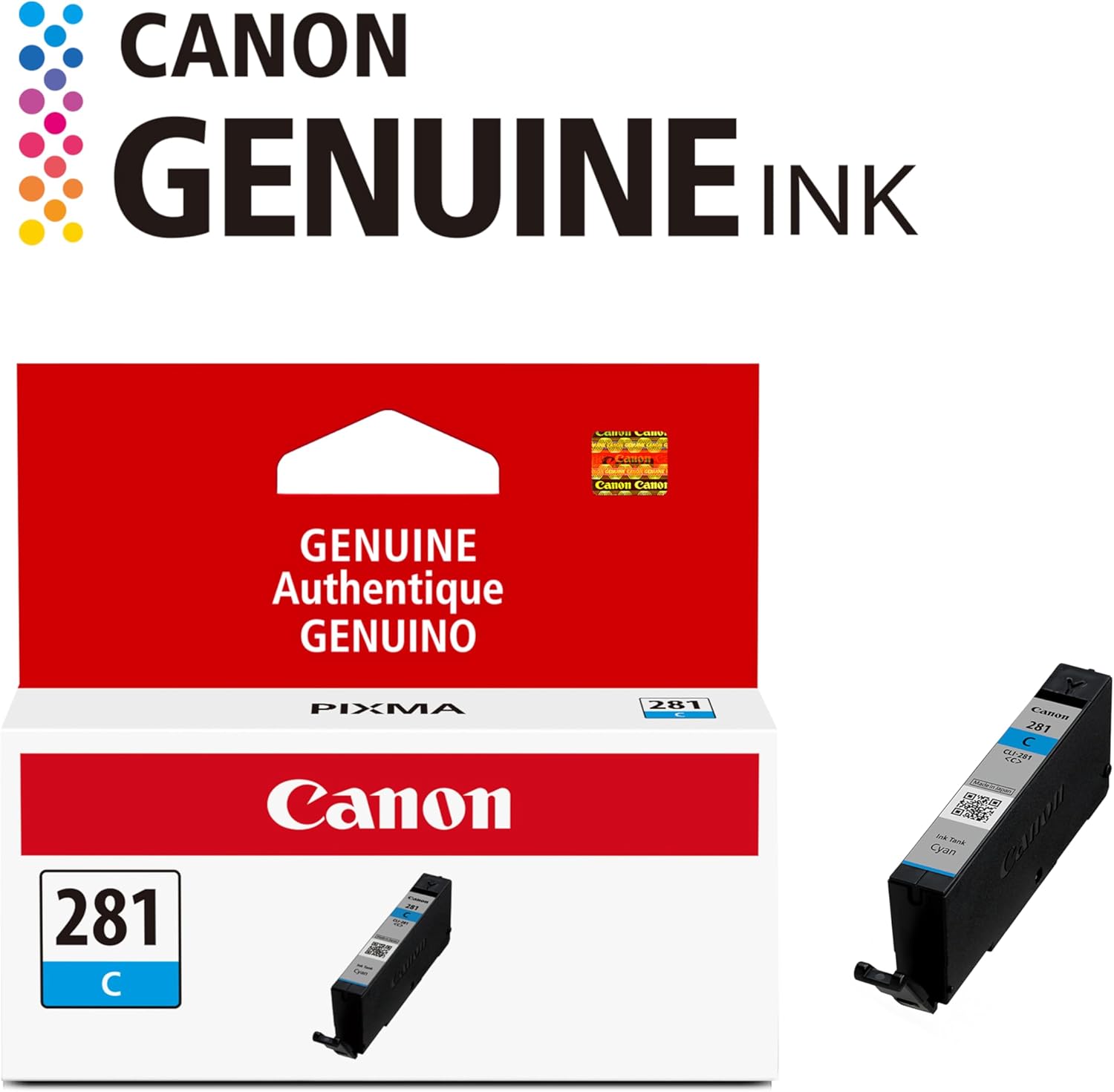 Canon CLI-281 Genuine Cyan Ink Tank, Compatible with TR8520, TS9120,TS8120, TS6120, TS9521C/a, TS9520/a, TS8220, TS6220, TS8320, TS6320, TS702/a, and TR8620/a Series Printers - 3