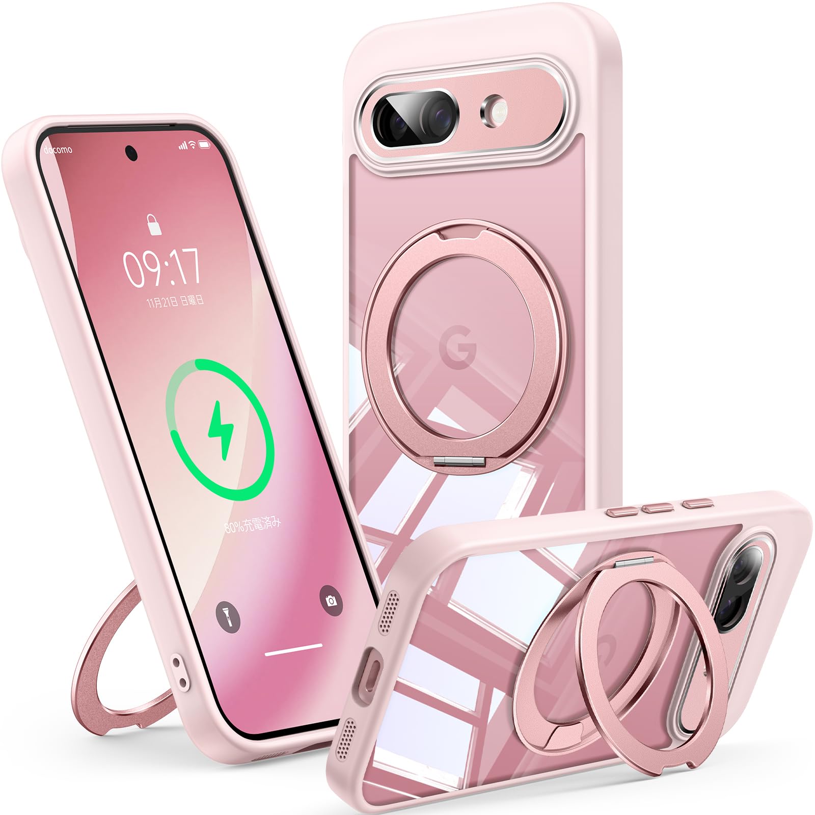 【360°回転スタンド・縦横両対応】FONKCASE Google Pixel…