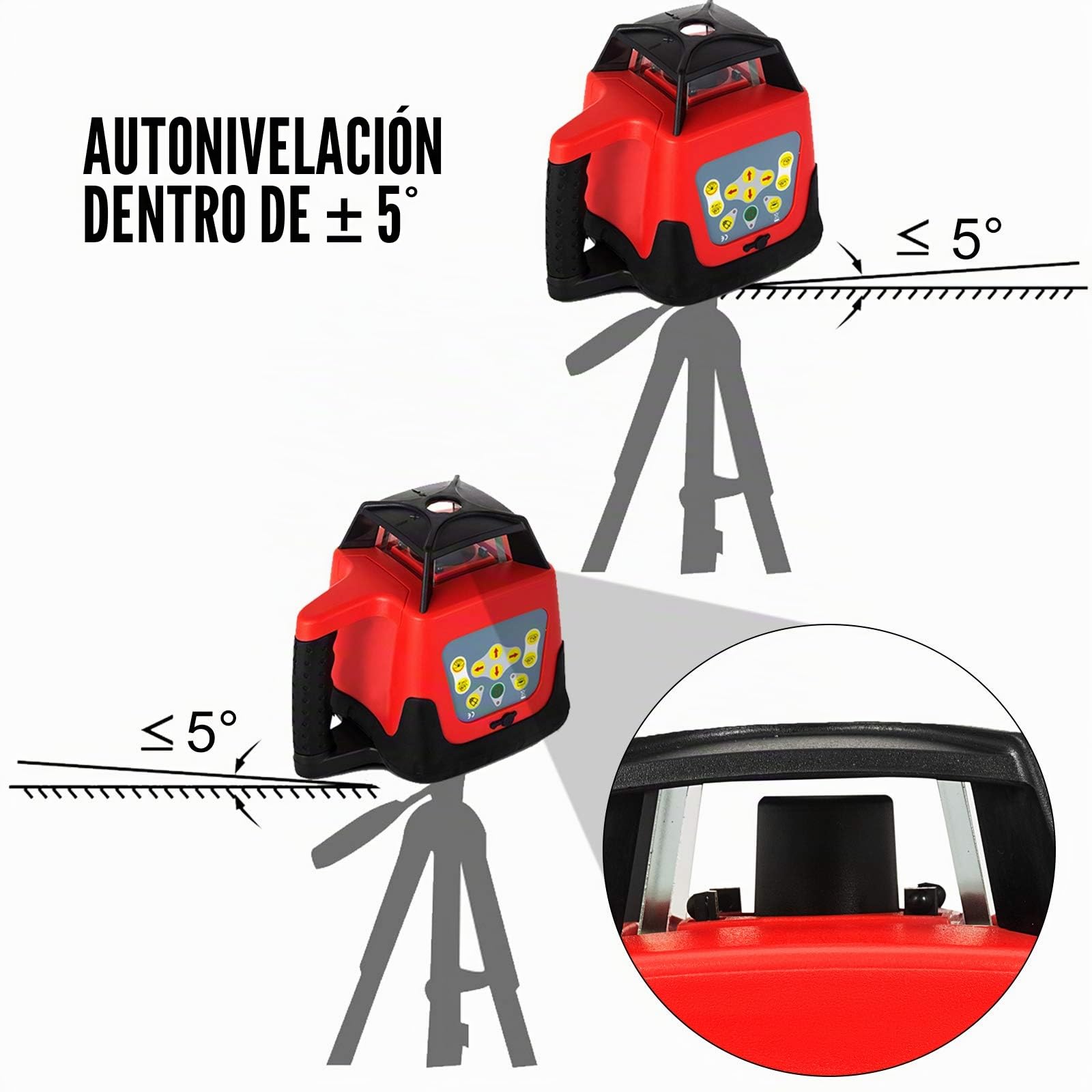 VEVOR Nivel Láser Auto-nivelación Verde, 500 m Rango de Nivel Láser Giratorio, 4,8-6 V Grados Nivel de Láser, Nivel de Láser Impermeable 25 Horas Trabajo Continuo para Construcción 161 x 161 x 184 mm