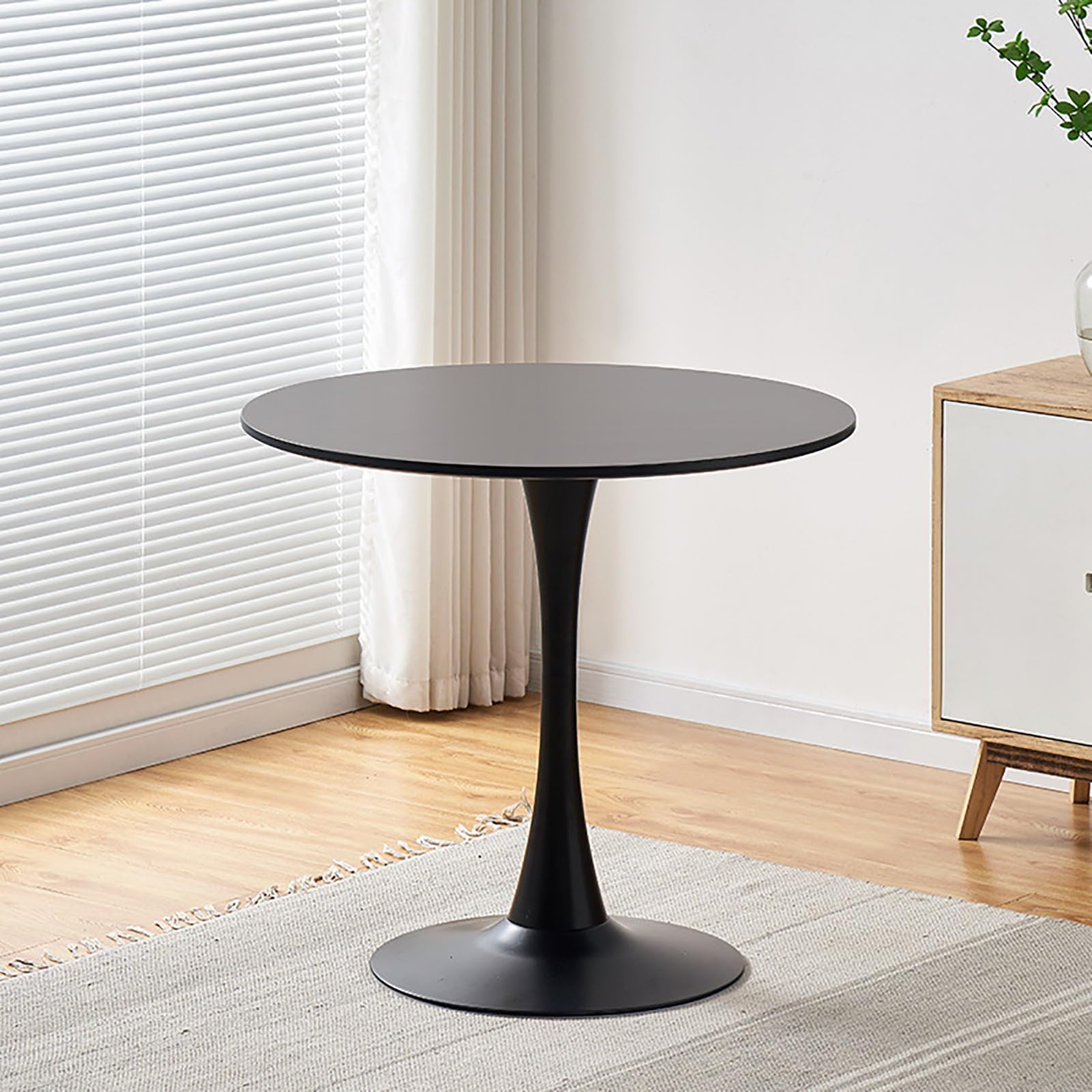 Modern Round Dining Table with Faux Marble Top and Pedestal Base - Coffee Table for Kitchen Dining Room Living Room - Small Space End Table - Modern Bar Patio Leisure Table