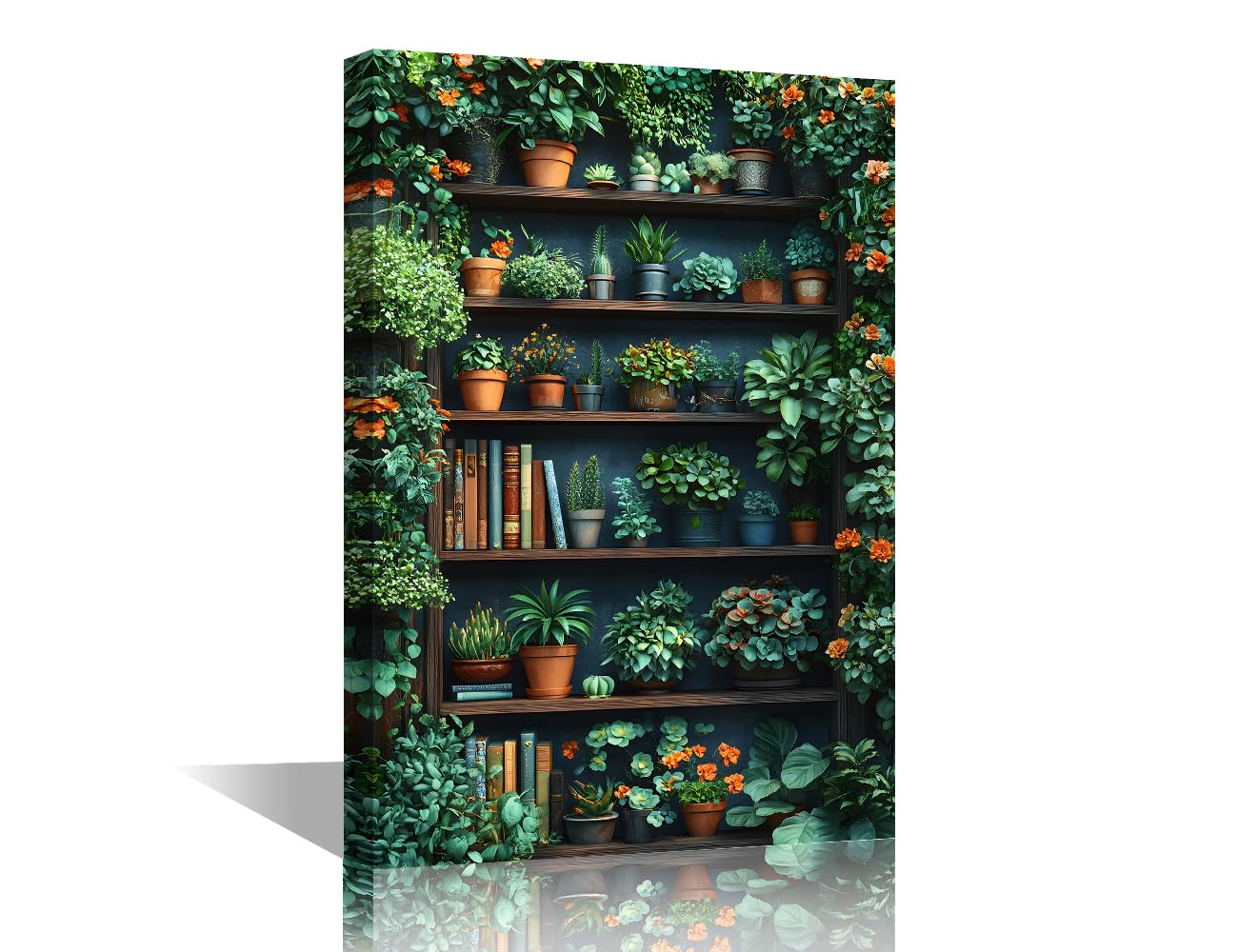 TISHIRON Greenery Wall Art for Bedroom Potted Plant Canvas Painting Flower Large Wall Art for Living Room Botanical Contemporary Home Decor 1 Panels Stretched on Wooden Frame, 36x24in