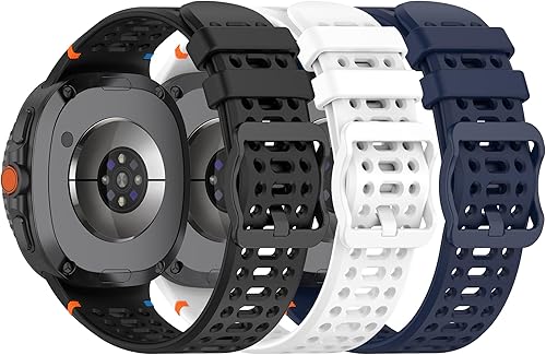Paquete de 3 correas compatibles con Samsung Galaxy Watch 8 Classic de 1.811 pulgadas, Watch 8 de 1.575 pulgadas1.732 pulgadas, correa deportiva de