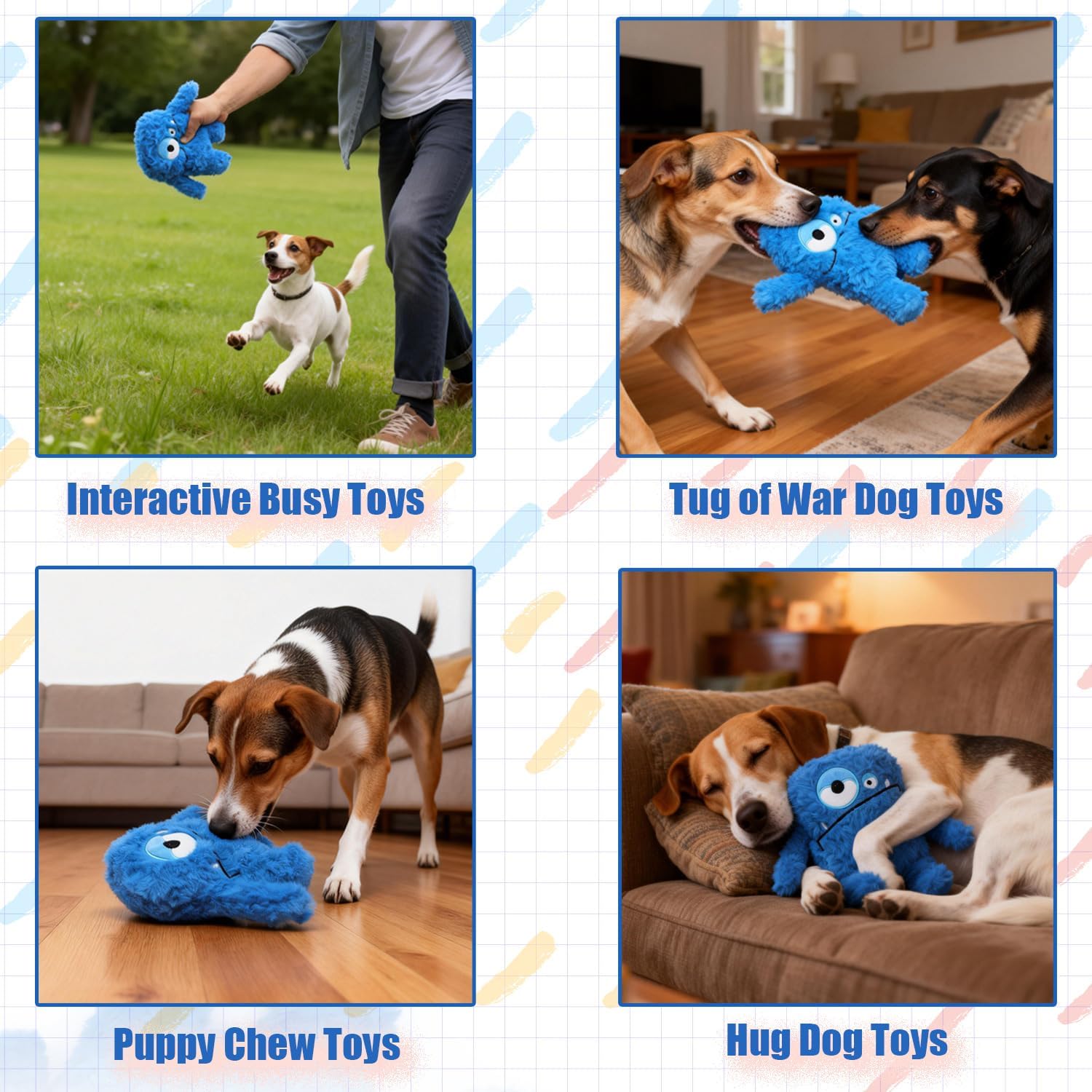 Squeaky Dog Toys for Small, Medium Dogs 4 Pack