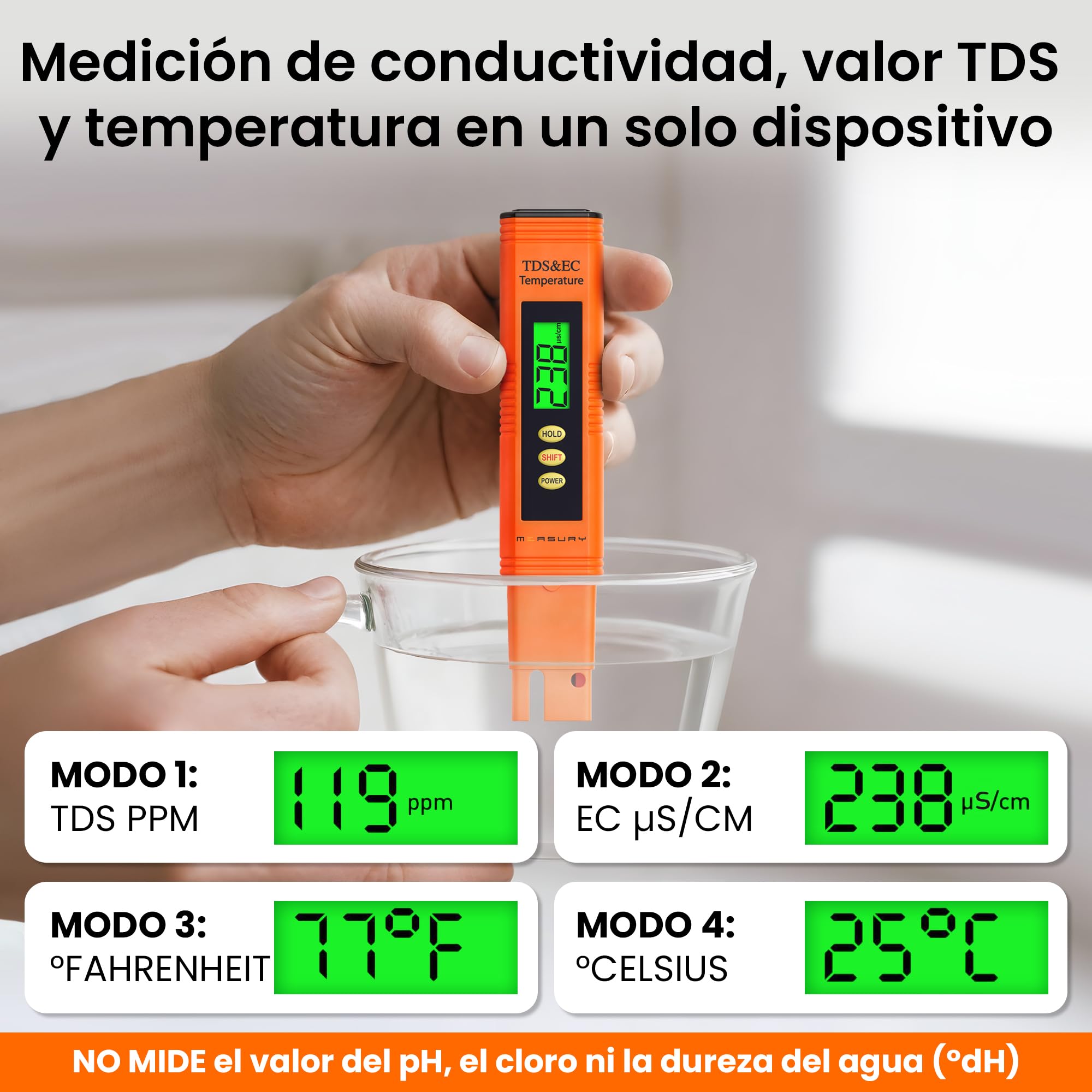 Medidor TDS y EC, Analizador de Agua Potable, Medidor de Calidad de Agua