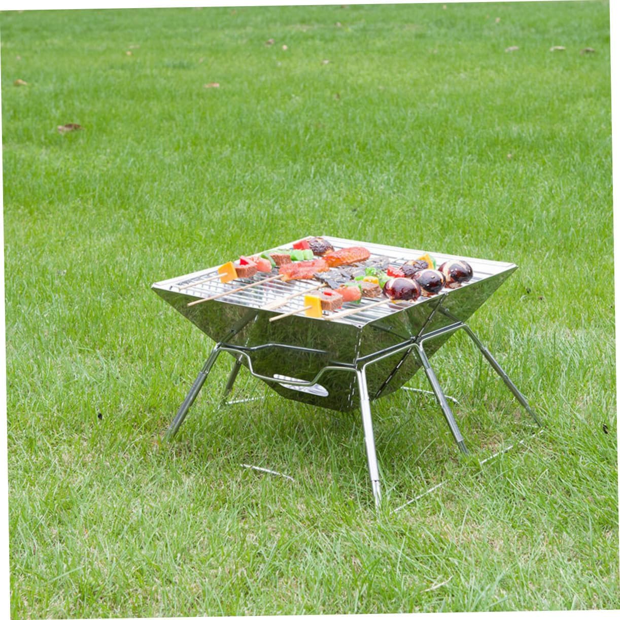 Wear-resistant Portable Barbecue Grill Folding Outdoor Bbq Cooker for Camping Hiking Lightweight and Cooking Grates