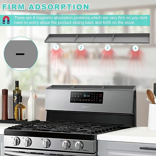 Miniatura 6 de xingruyu Estante superior magnético de silicona de 30 pulgadas, estante magnético para especias sobre la estufa, estante de almacenamiento de