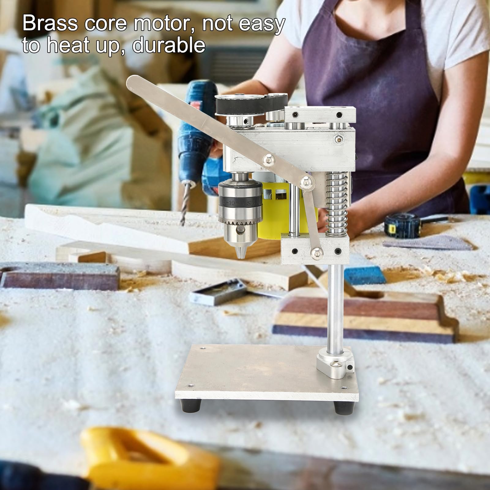 flexman Variable Speed Benchtop Drill Press, Aluminum alloy Small Bench Drilling Machine with Adapter Wrench for DIY Household