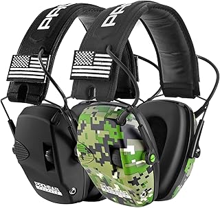 PROHEAR Electronic Ear Protection for Shooting with 4X Sound Amplification, Gun Range Hearing Protection Muffs, NRR 23dB Noise Reduction Headphones for Hunting, Black and Camo - PROHEAR