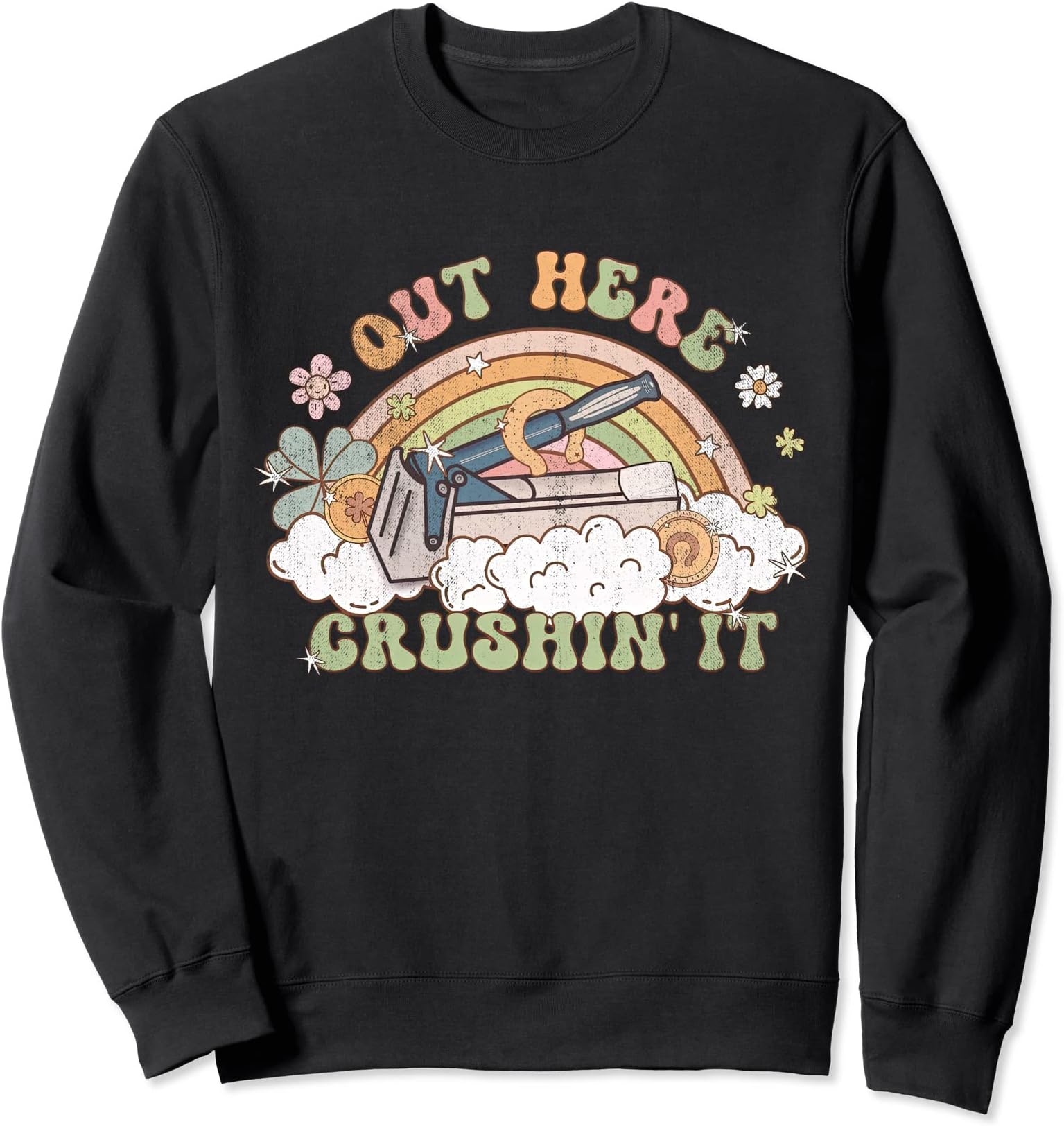 Out Here Grushin' It St Patrick's Day Med-TechGroovy Retro Out Here Grushin' It St Patrick's Day Med-Tech Sweatshirt