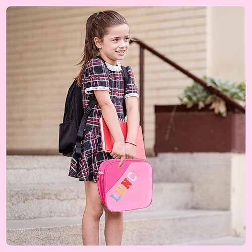 Miniatura 5 de Bolsa de almuerzo aislada para niños con correa ajustable, lonchera reutilizable a prueba de fugas para niñas, bolsa de almuerzo escolar preparada