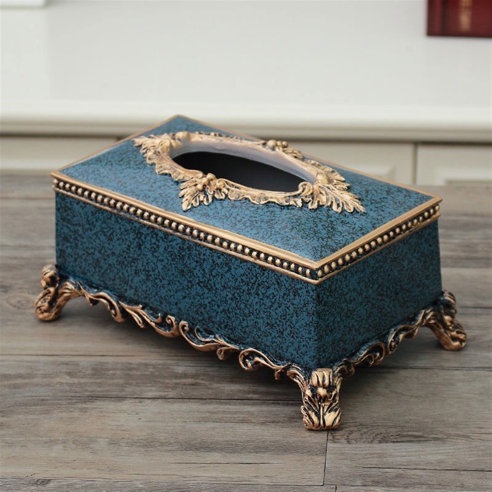 Porta fazzoletti Porta fazzoletti Rettangolare Retro Desktop Blu Scatola for fazzoletti Scatola for fazzoletti in resina da salotto for la casa Scatola Porta Salviette