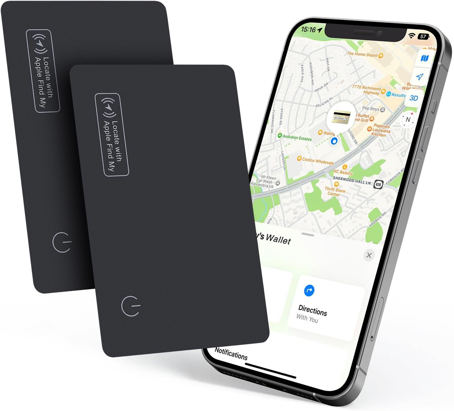 Eelexa Wallet Tracker Card, Rechargeable Thin Finder, Works with Apple Find My (iOS Only), Item Locator for Luggage Tags, Passports, Phone, IP68 Waterproof, 2 Pack