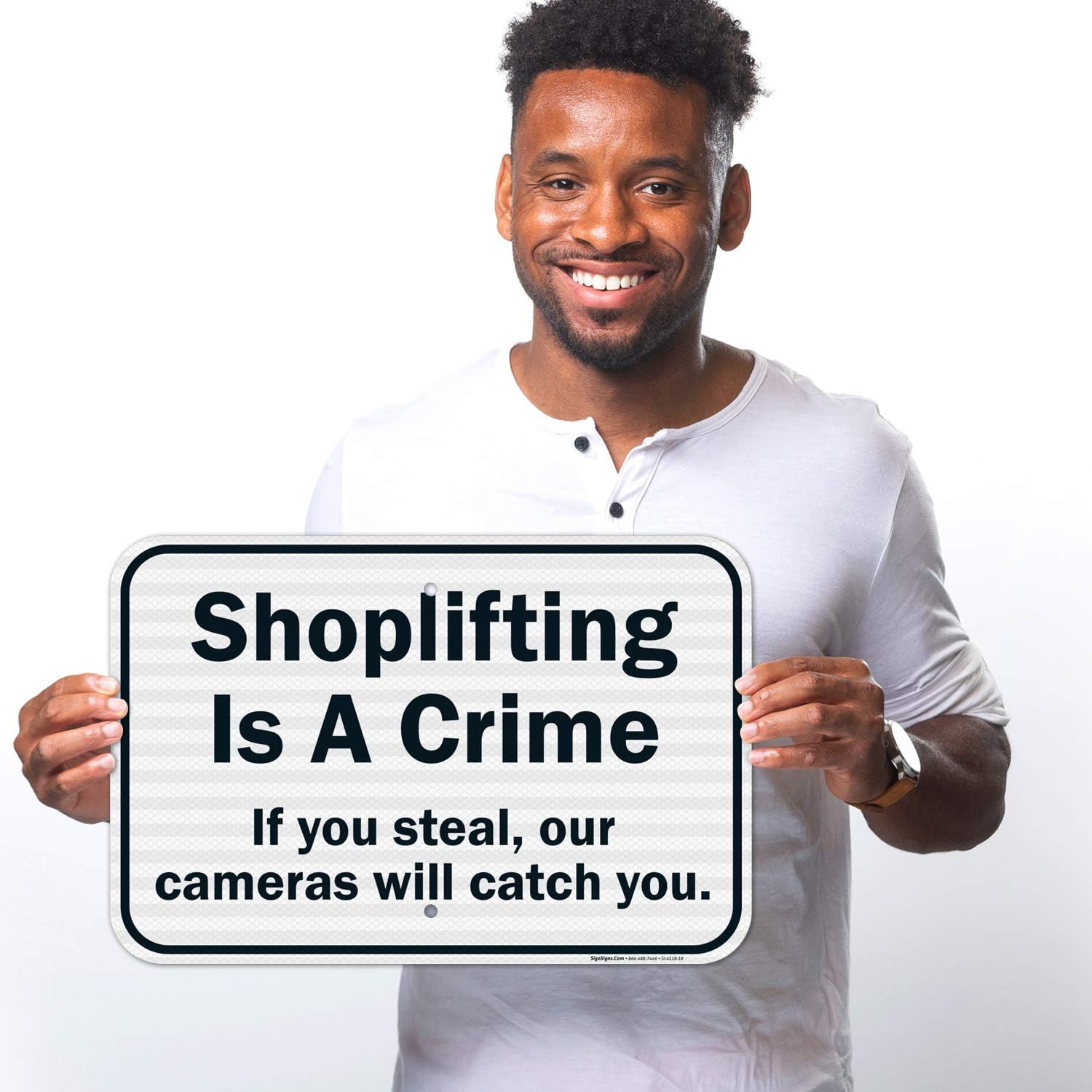 Shoplifting is A Crime Sign, 12x18 Inches, 3M EGP Reflective .063 Aluminum, Fade Resistant, Easy Mounting, Indoor/Outdoor Use, Made in USA