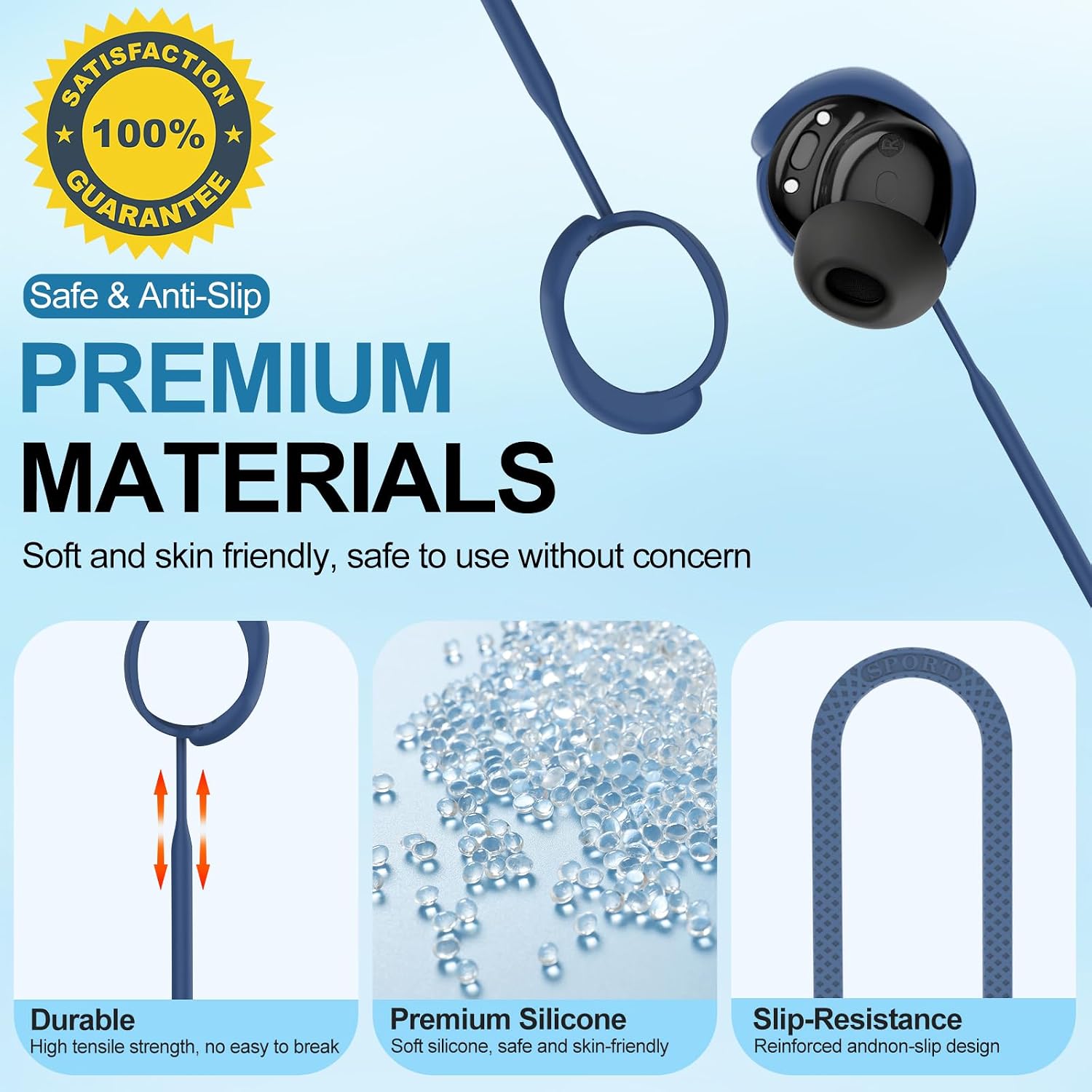 PUCGUE Anti-Lost Strap Compatible with Bose New QuietComfort Earbuds 2024, Silicone Sports Lanyard for Bose New QC Earbuds image 3