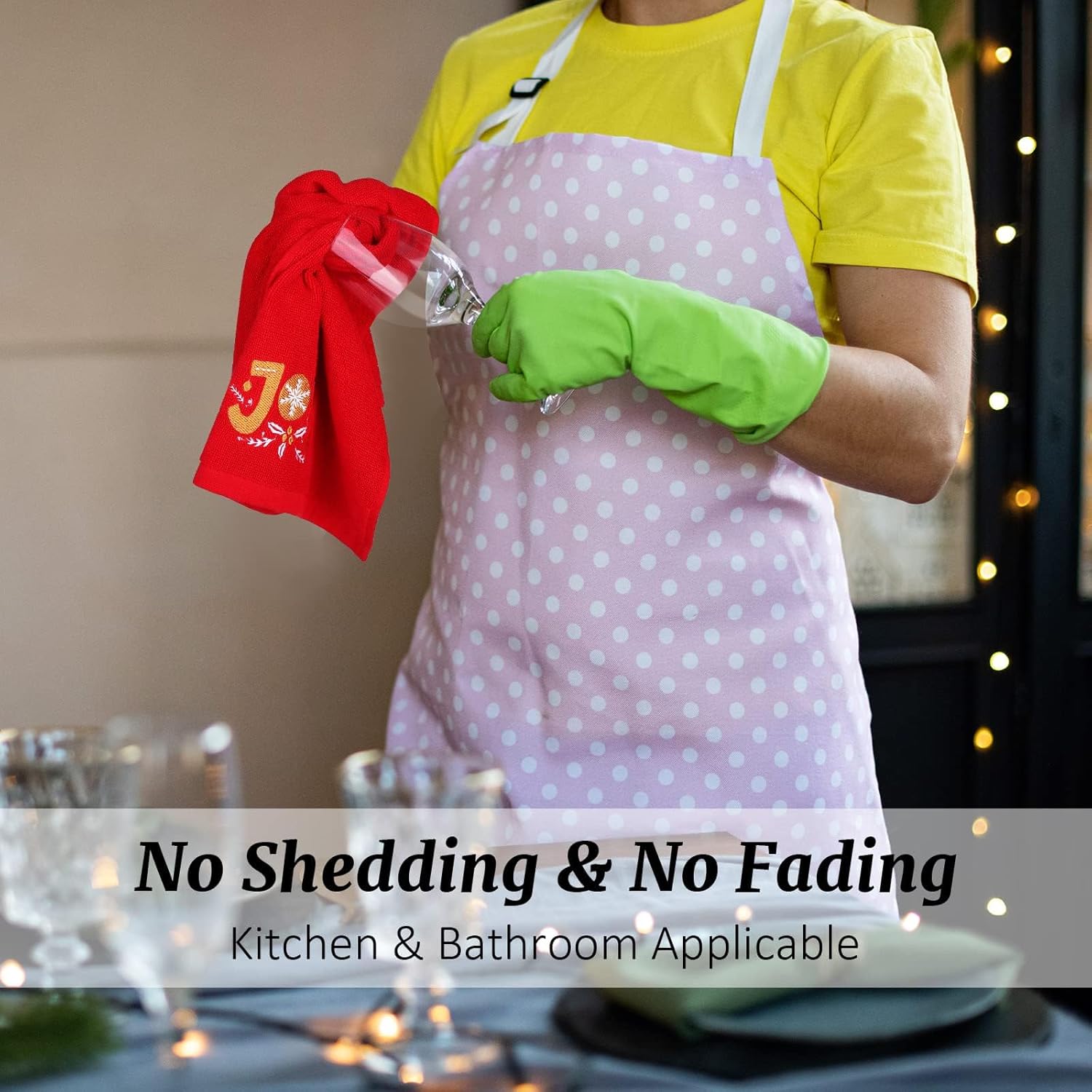 MCEAST 3 Pack Large Size Christmas Hand Towels 25 x 14 Inch Christmas Kitchen Towel 100% Cotton Towels Decorative Embroidery Holiday Towels for Bathroom Kitchen Dining Room, Red - Image 6