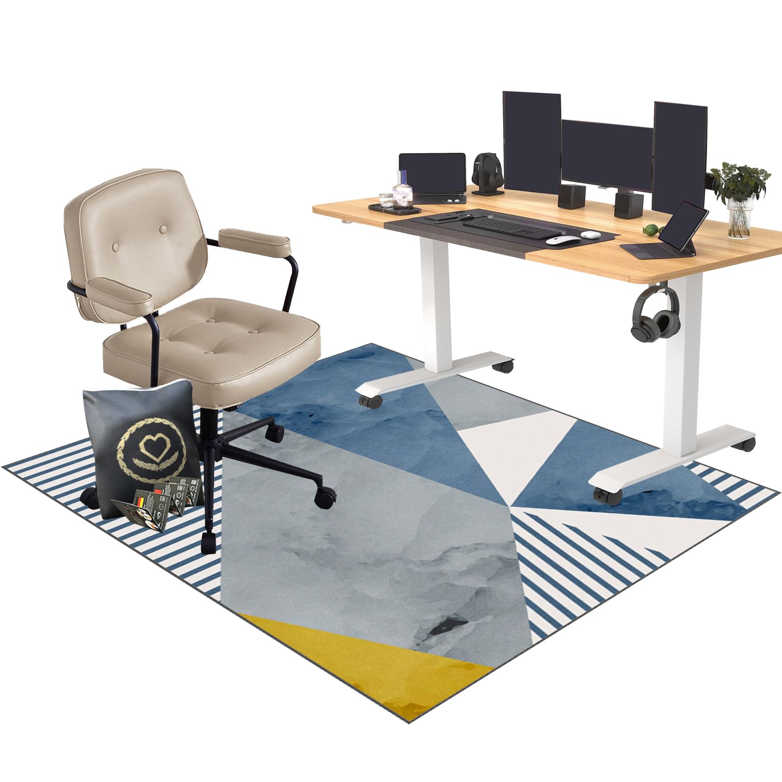 EYKWKB Office Chair Mat for Hardwood Floor | Low/No Pile Carpet Protector Chair Mat for Easy Glide | Floor Protector for Chairs | Multi-Purpose Computer Desk Chair Mat Large 150 x 160 cm